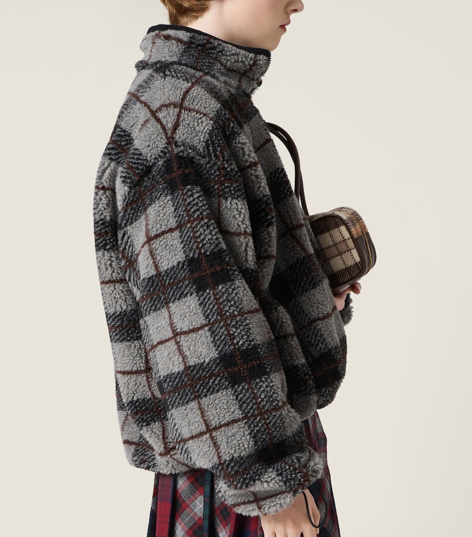 Miu Miu Womens Fleece Check Zip-Up Jacket Image 4