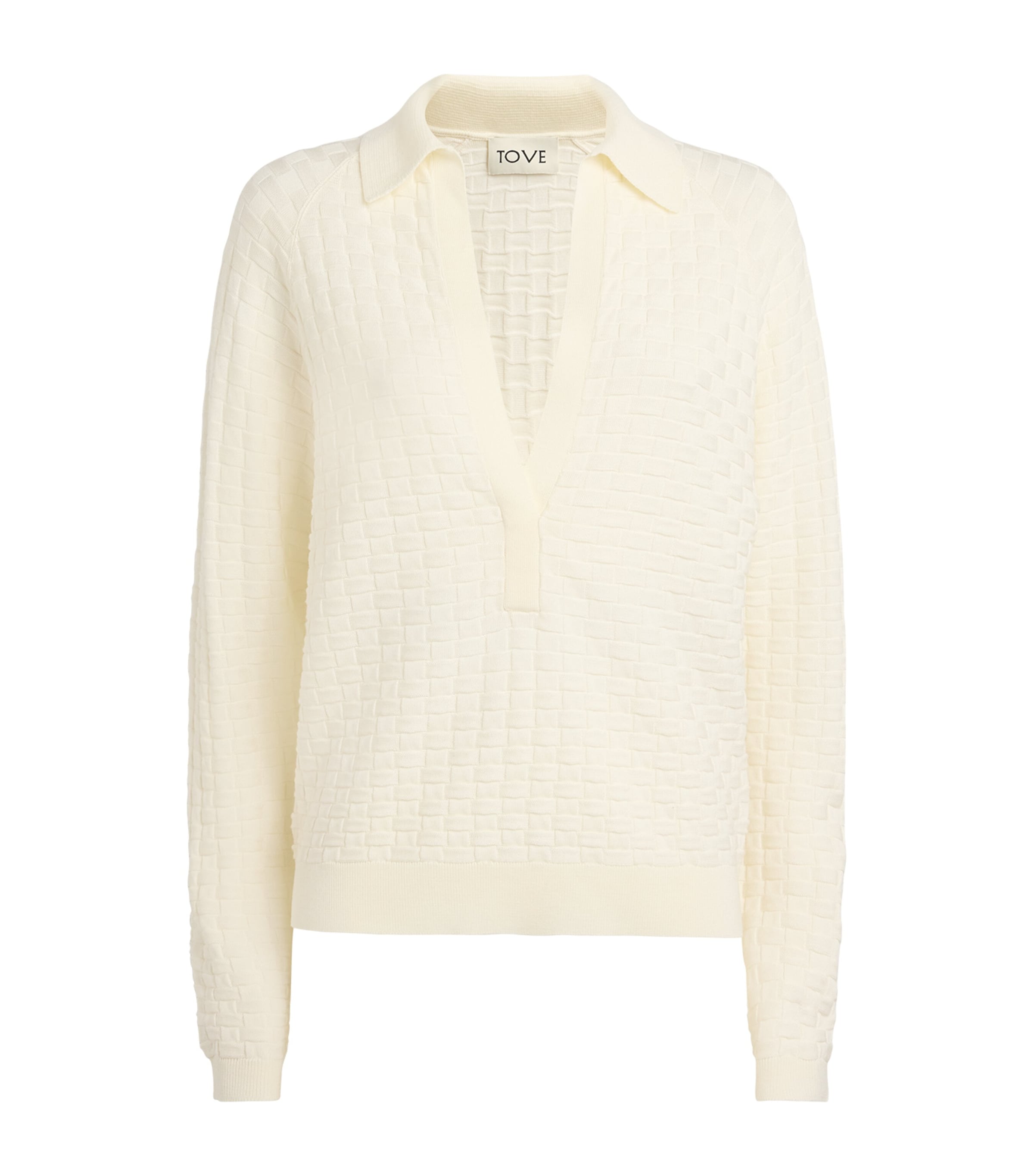 Shop Tove Square-knit Juniper Polo Sweater In White