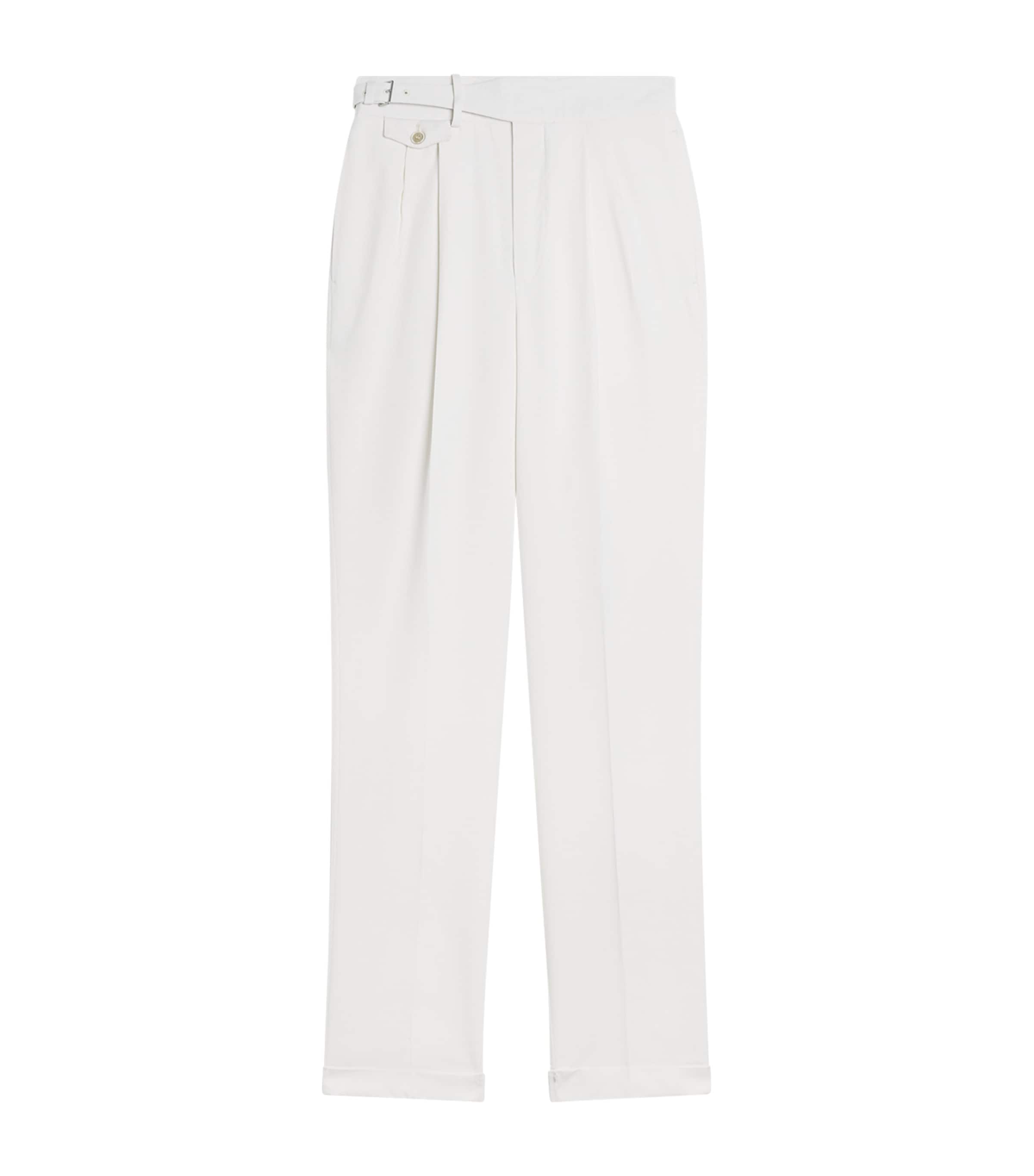 Dunhill Wool Double-pleated Formal Trousers In White