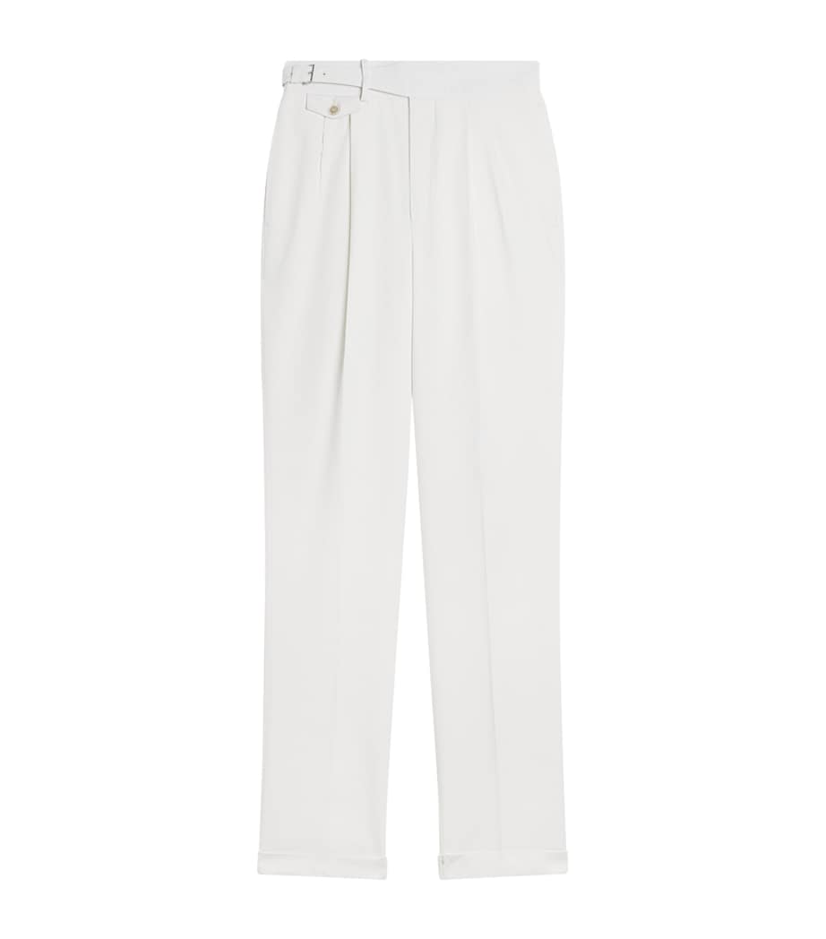Dunhill Mens Wool Double-Pleated Formal Trousers Image 1