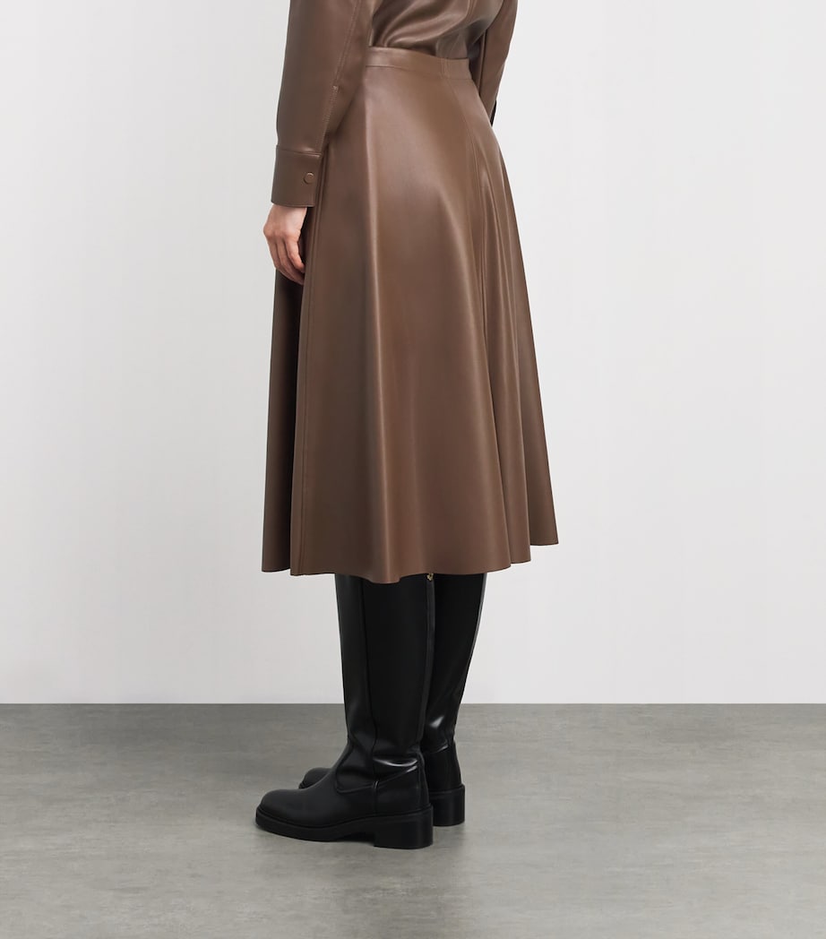 Faux Leather Midi Skirt BROWN Image 4