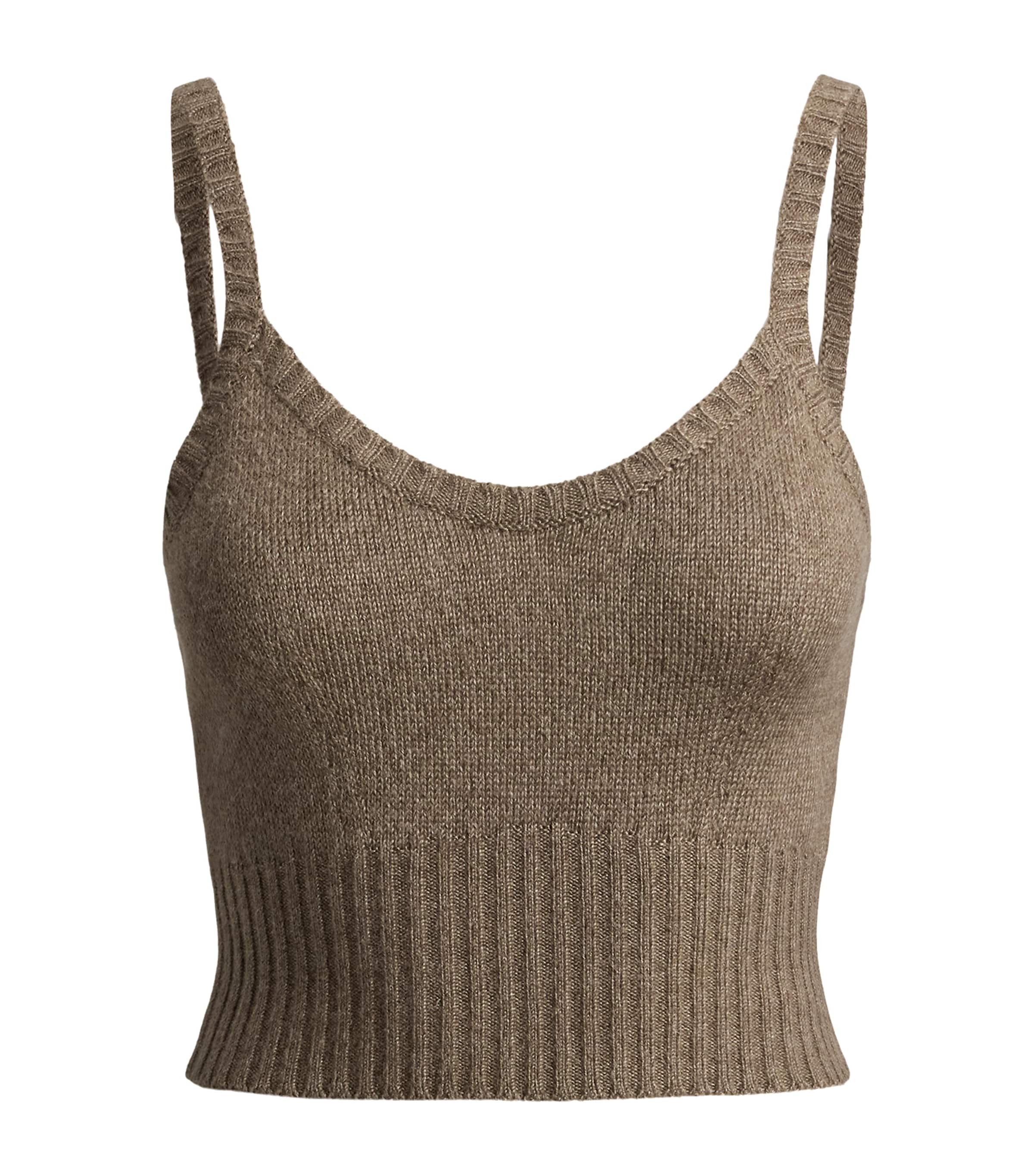 Ralph Lauren Collection Womens Silk-Blend Mouliné Camisole Sweater Portobello Melange Image 1