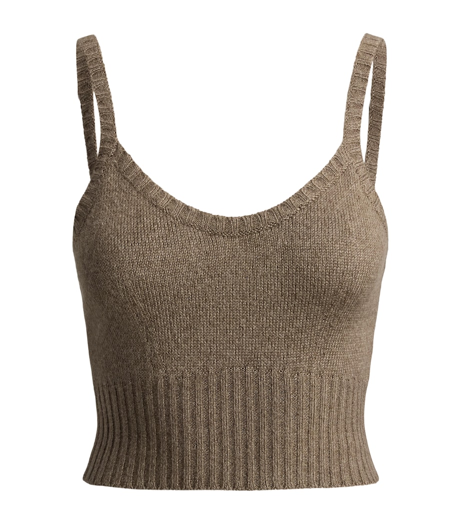 Ralph Lauren Collection Womens Silk-Blend Mouliné Camisole Sweater Portobello Melange Image 1