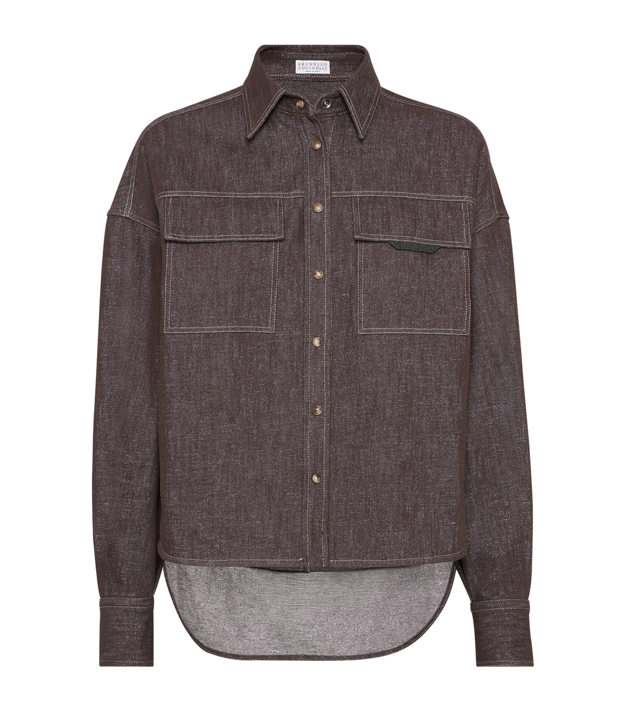Brunello Cucinelli Sparkling No-fade Denim Shirt In Brown