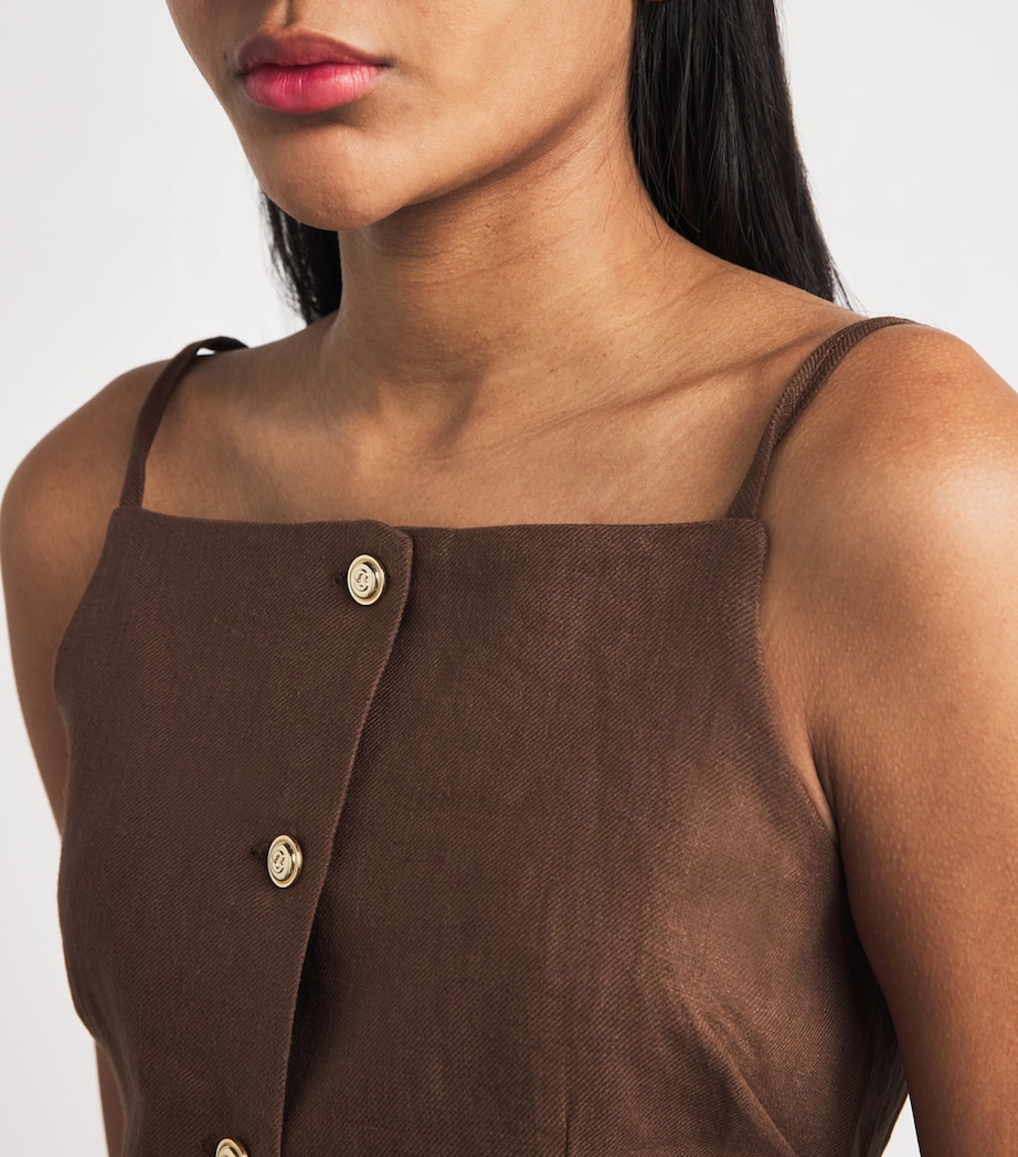 Maje Womens Linen Tank Top Brown Image 3