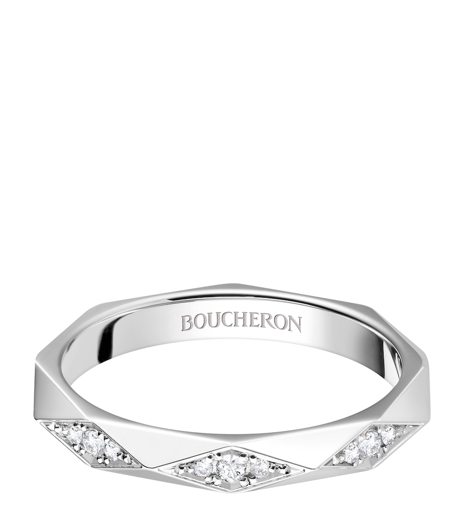 Platinum and Diamond Facette Wedding Band WHITE GOLD Image 1