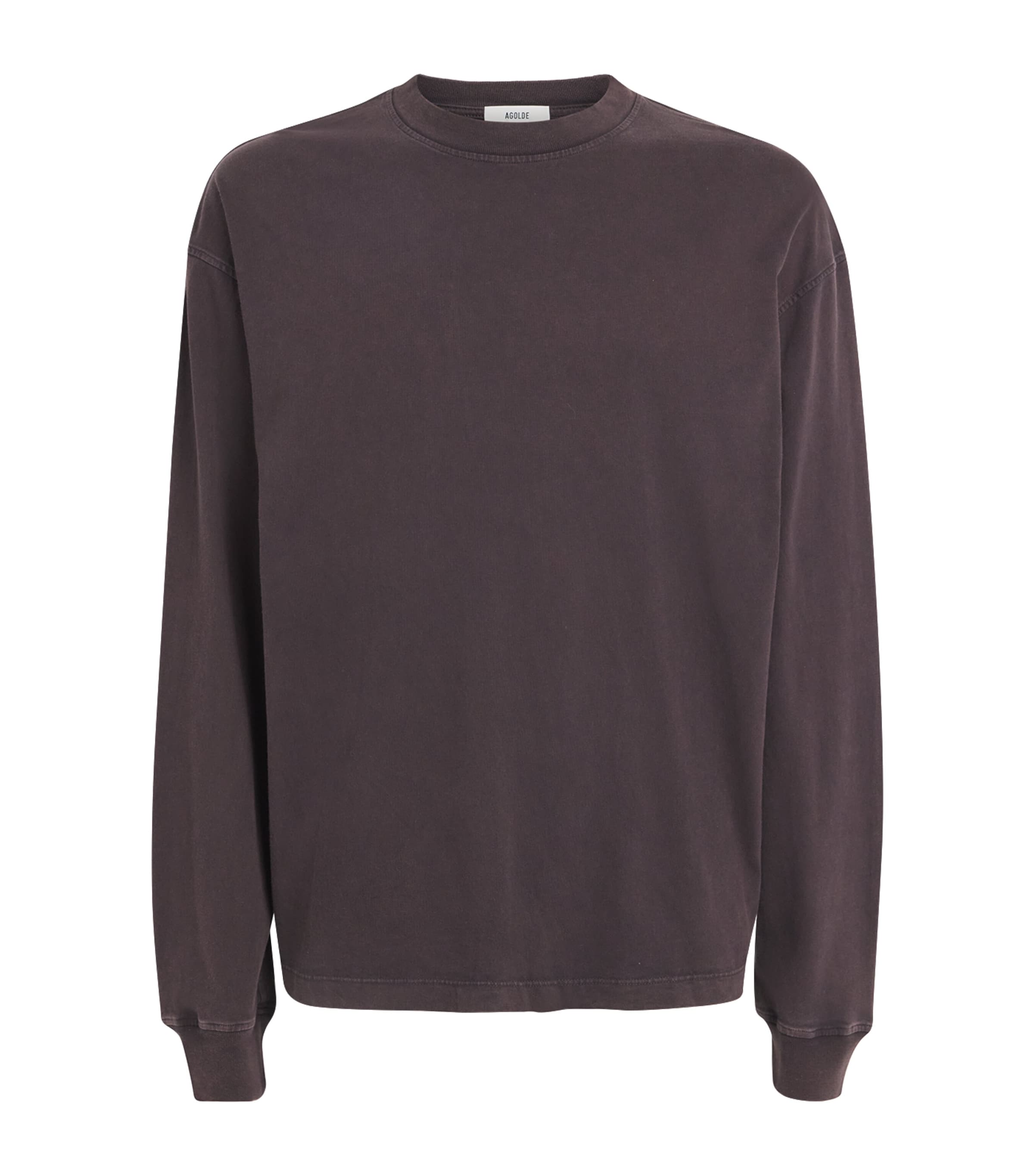 AGOLDE Mens Cotton Long-Sleeve Asha T-Shirt Mocha Image 1
