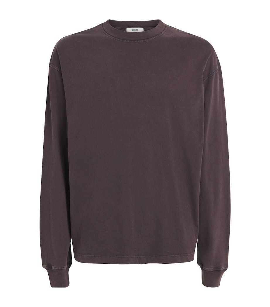 AGOLDE Mens Cotton Long-Sleeve Asha T-Shirt Mocha Image 1