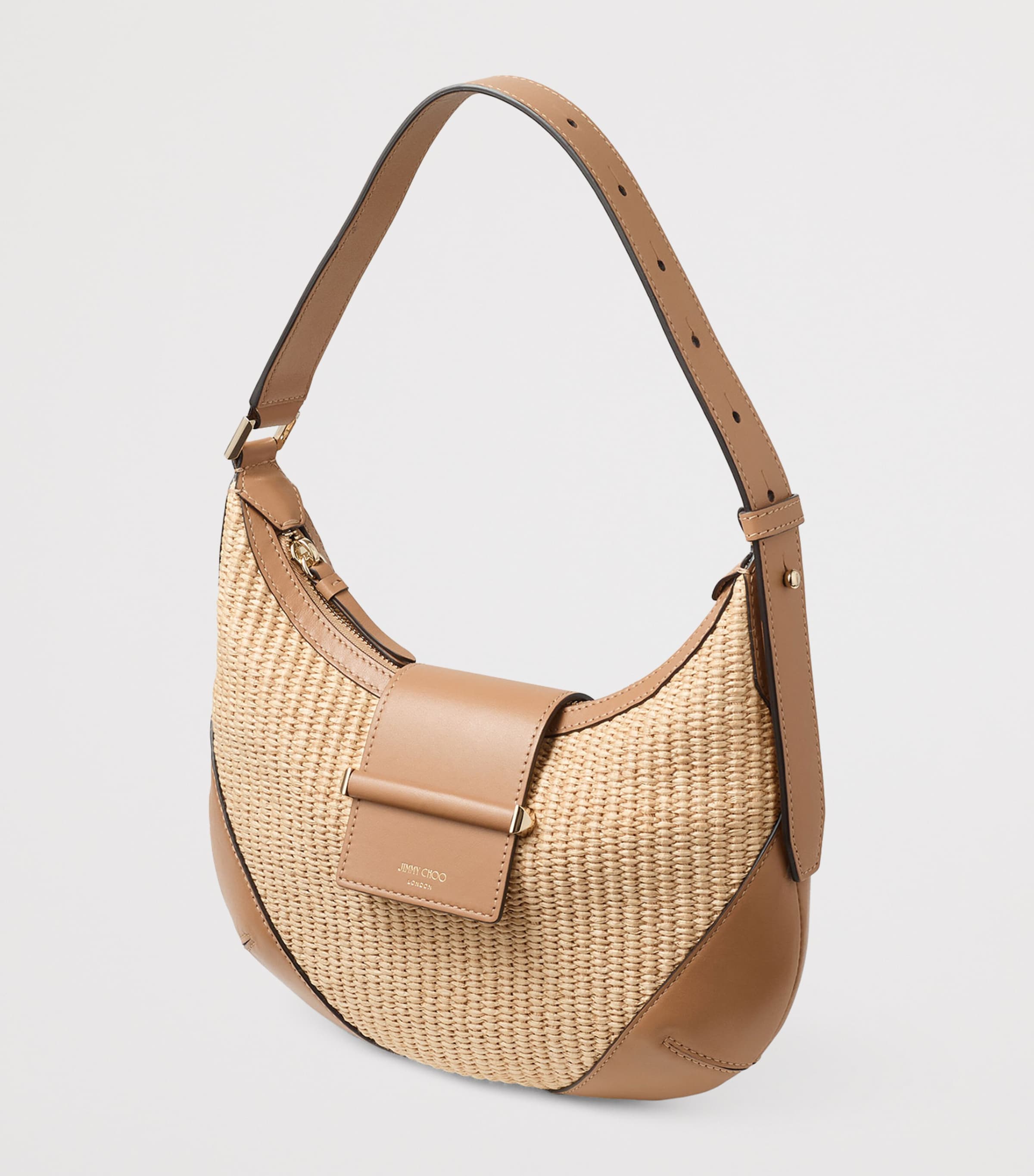 Jimmy Choo Small Raffia Bar Shoulder Bag Natural/toffee/shiny Image 3