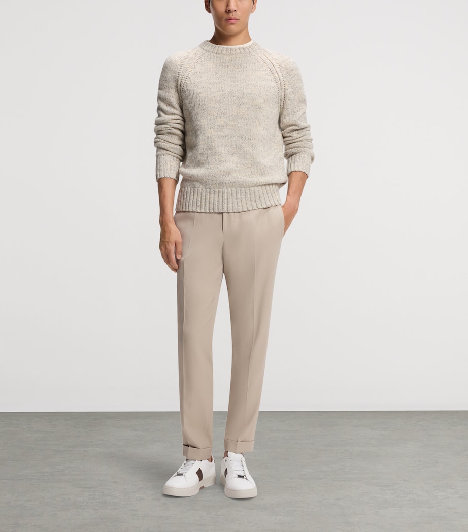 BOSS Mens Cashmere-Wool Tweed-Effect Sweater Image 4