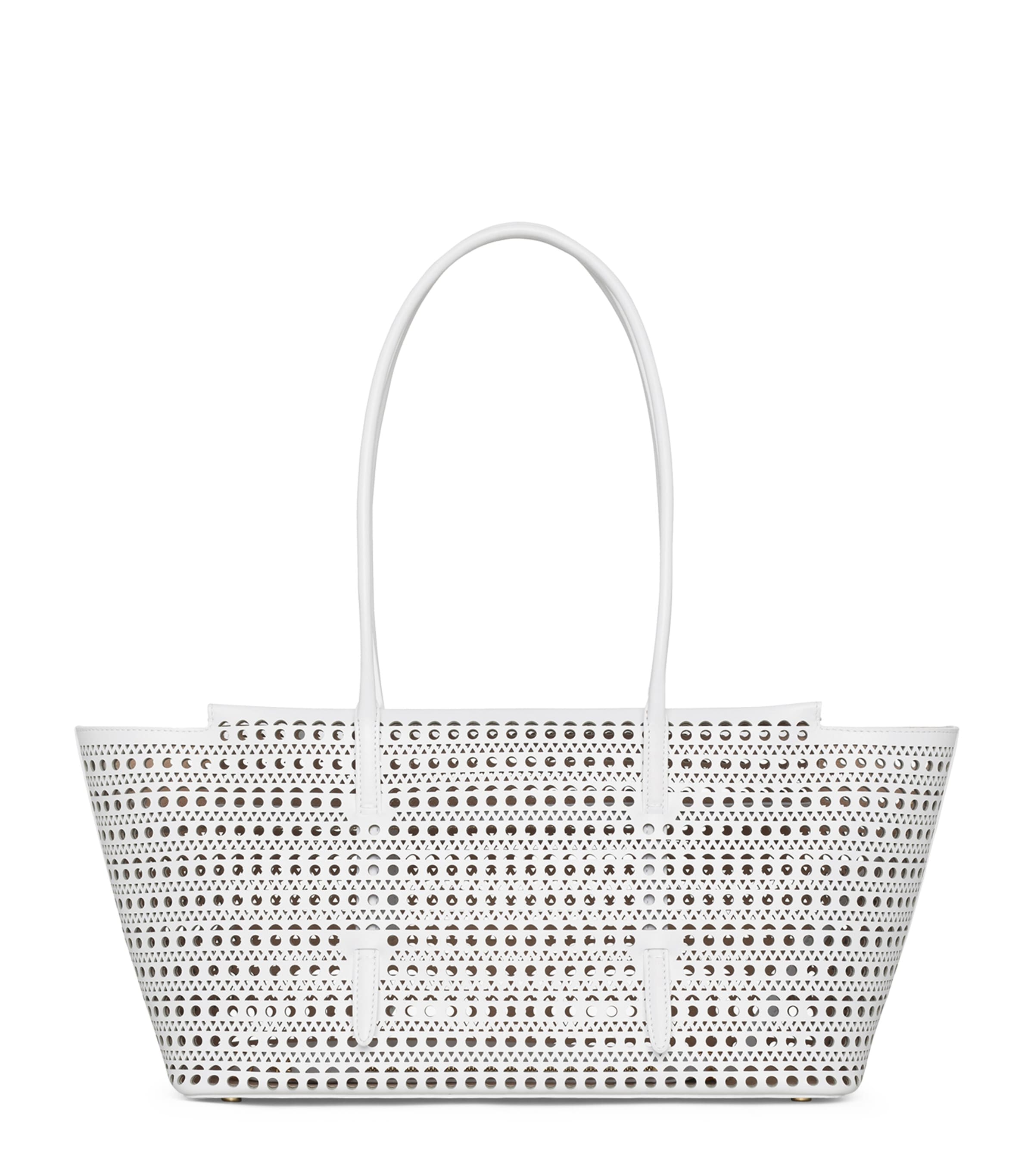 Shop Alaïa Leather Neo Mina 32 Shoulder Bag In White