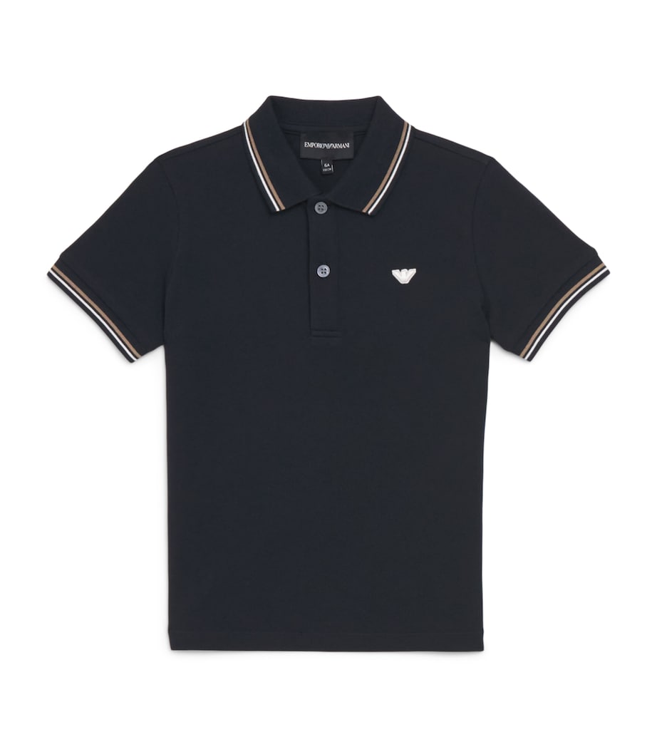 Emporio Armani Kids Stretch-Cotton Logo Polo Shirt (4-16 Years) Blu Nav Image 1