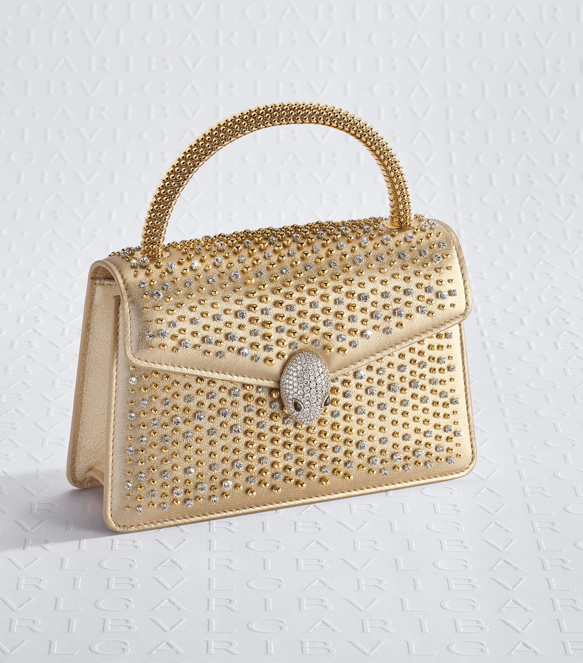 Mini Leather Serpenti Pallini Top-Handle Bag GOLD Image 4
