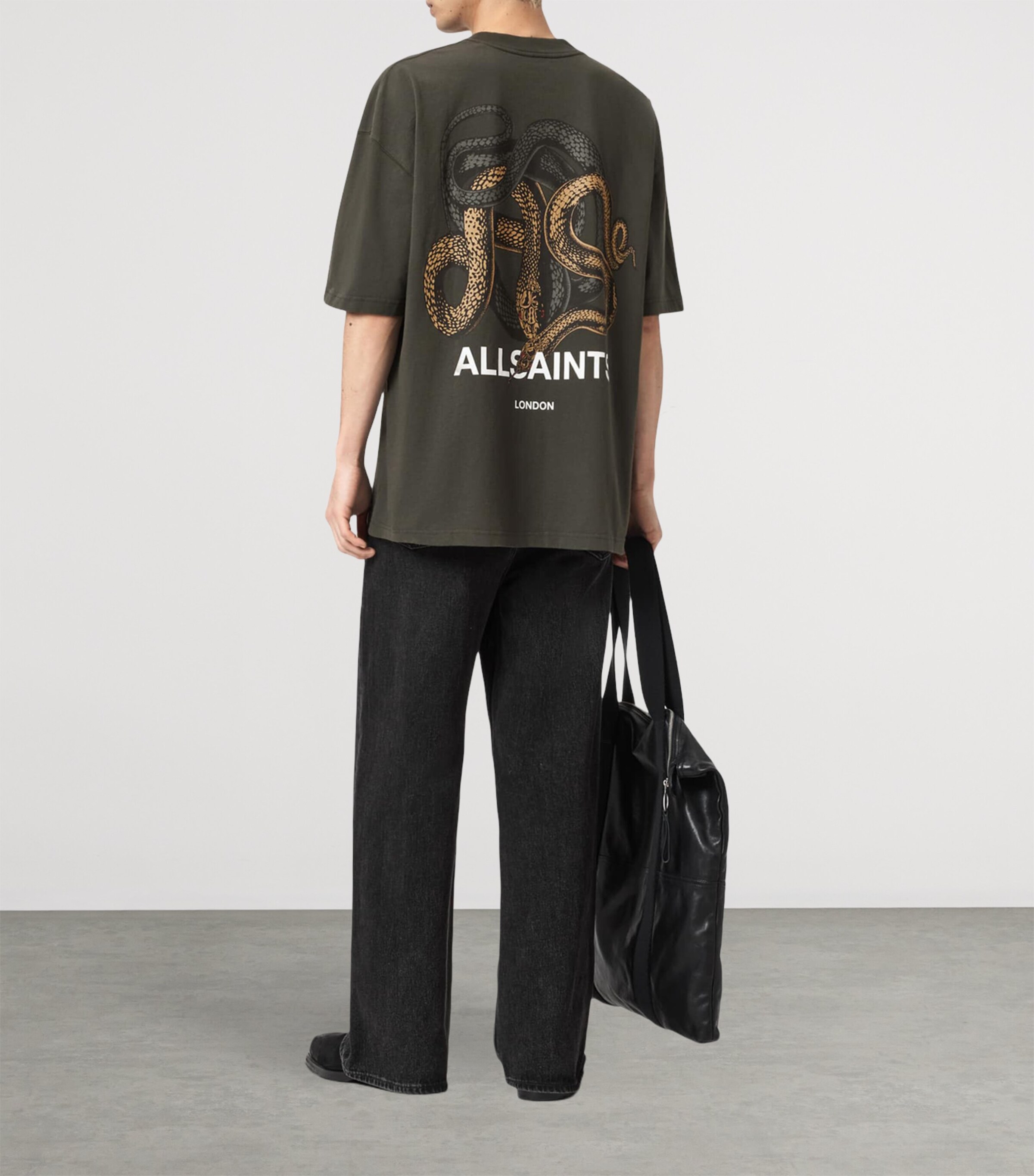 AllSaints Mens Organic Cotton Reticulate Sweatshirt Duffel Green Image 8