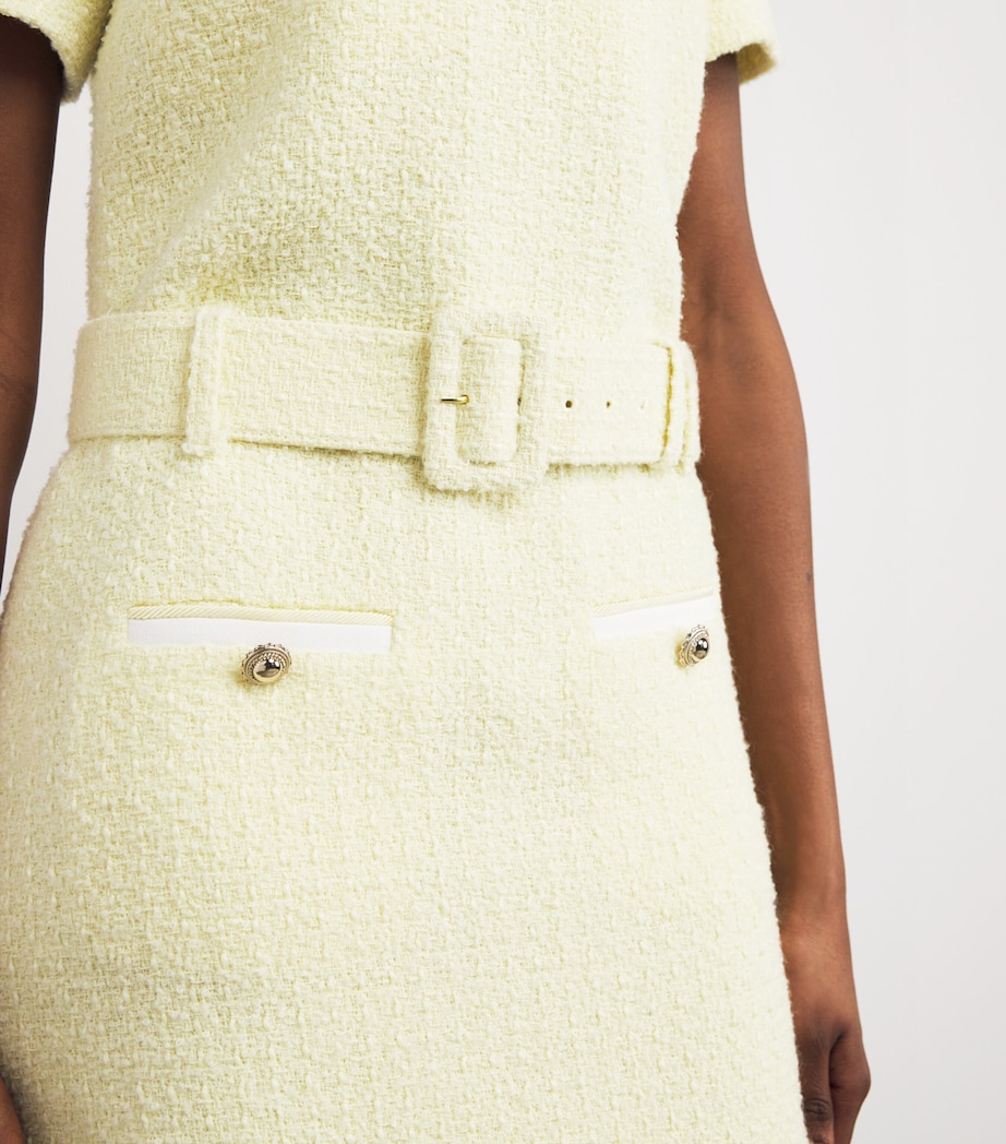 Bouclé Belted Mini Dress YELLOW Image 4