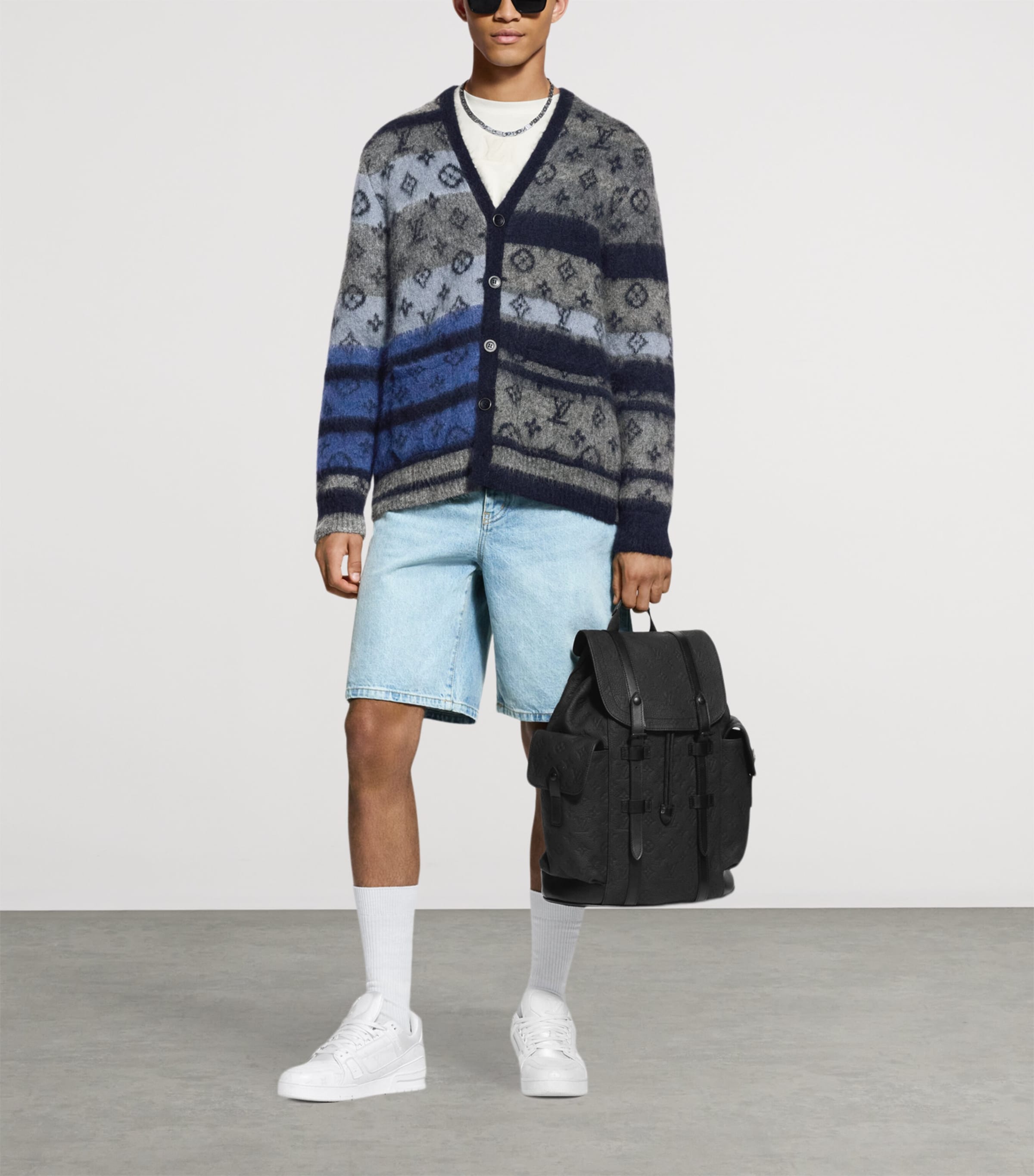 Mohair-Blend Monogram Cardigan BLUE Image 4