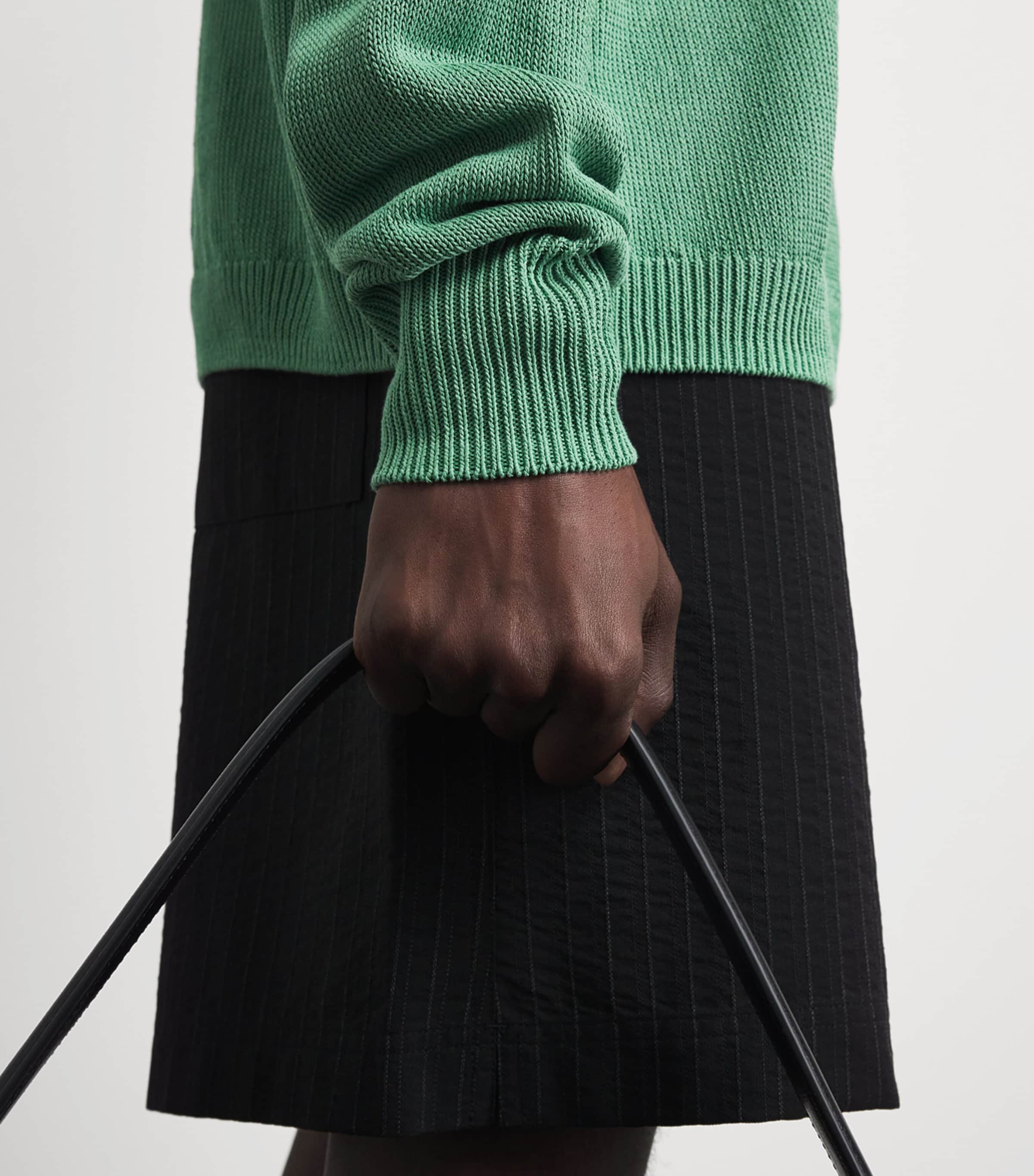 Studio Nicholson Mens Heddy Zip-Up Polo Sweater Apple Image 3