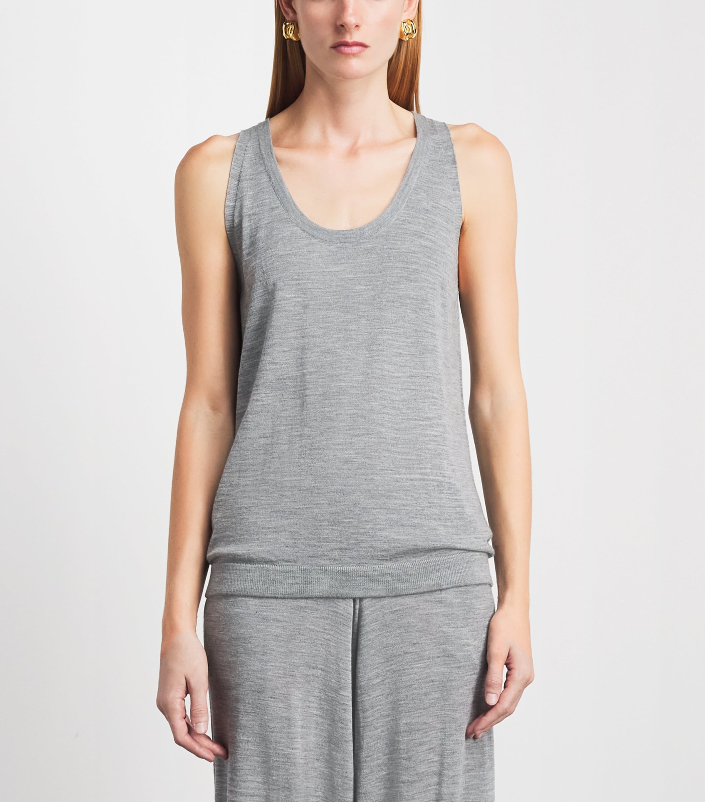 Johnstons Of Elgin Womens Superfine Merino Wool Greer Tank Top Cullen Grey Image 4