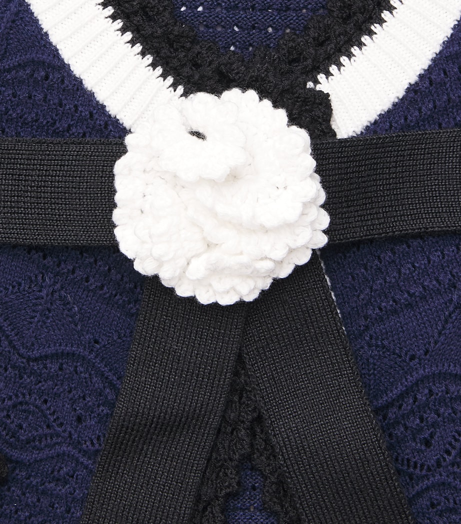 Self-Portrait Womens Knitted Belt Midi Dress Navy Image 6