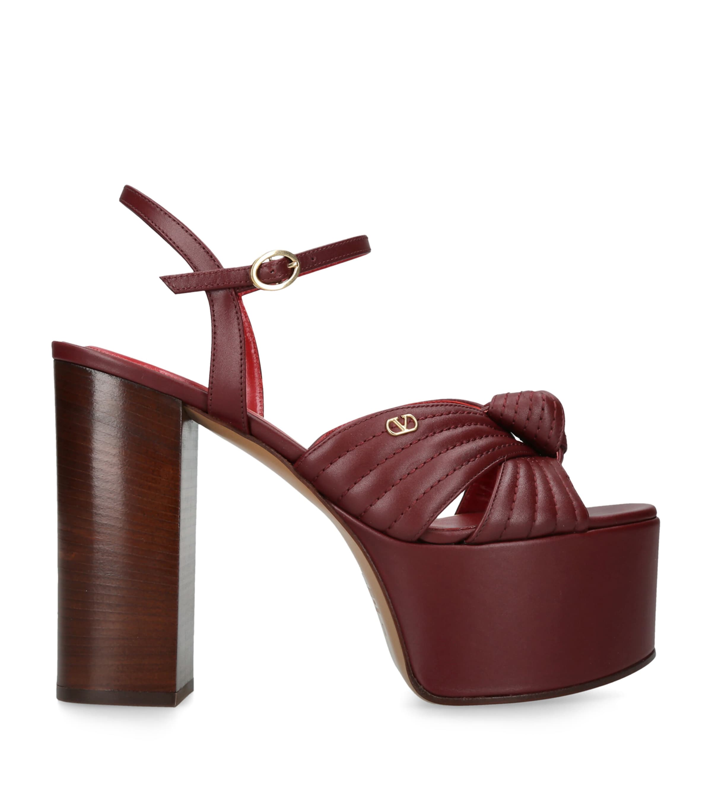 Valentino Garavani Leather Crasher Platform Heels 125 Wine Image 1