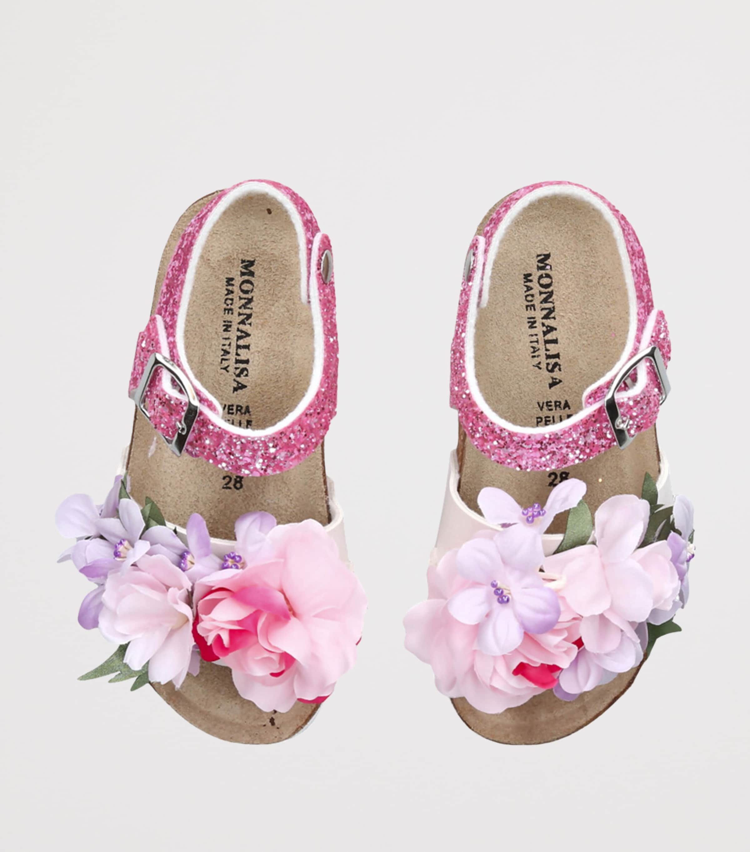 Floral-Appliqué Sandals FUSHIA CMB Image 4