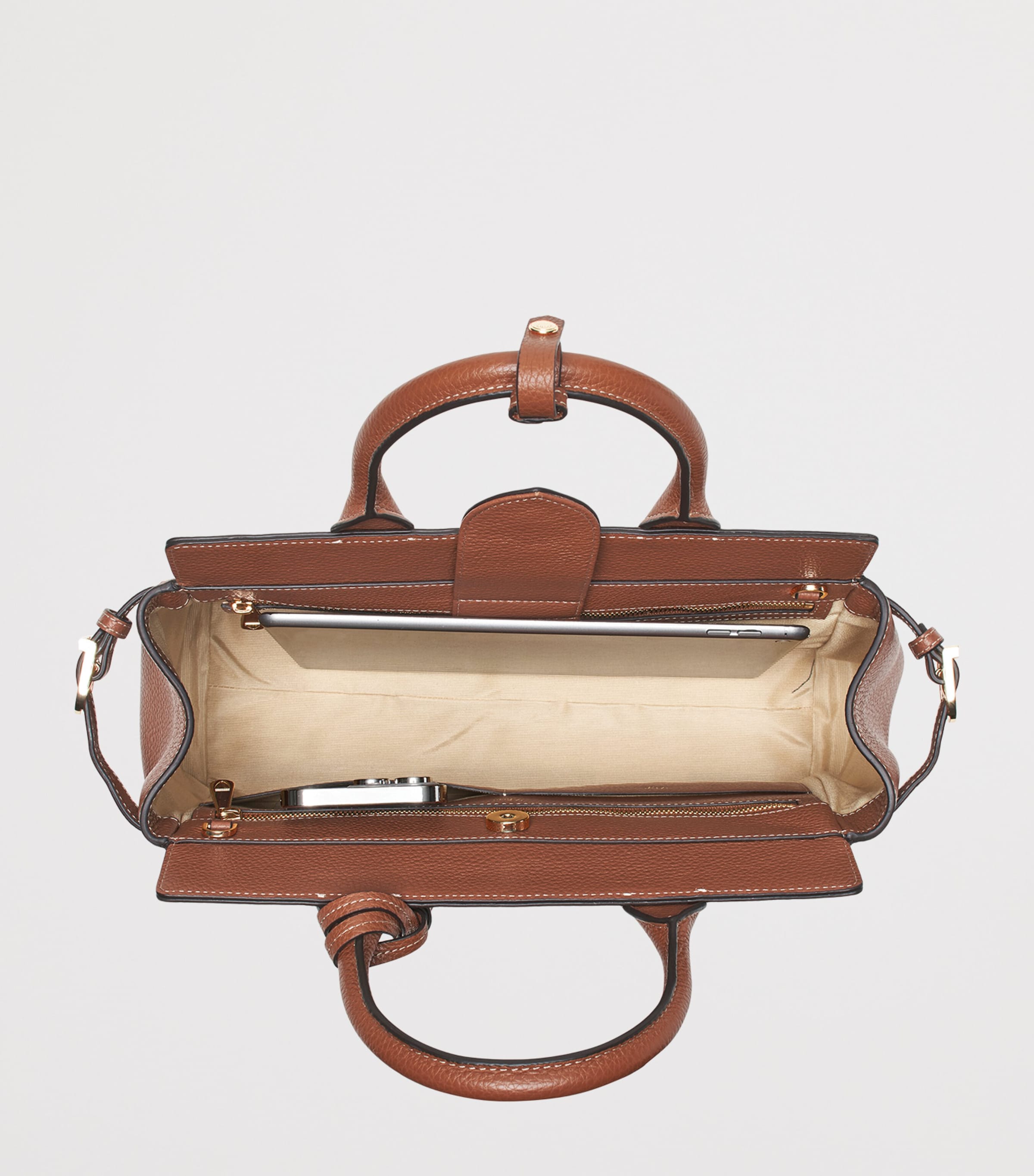 Aspinal Of London Leather Savannah Top-Handle Bag Tan Image 7