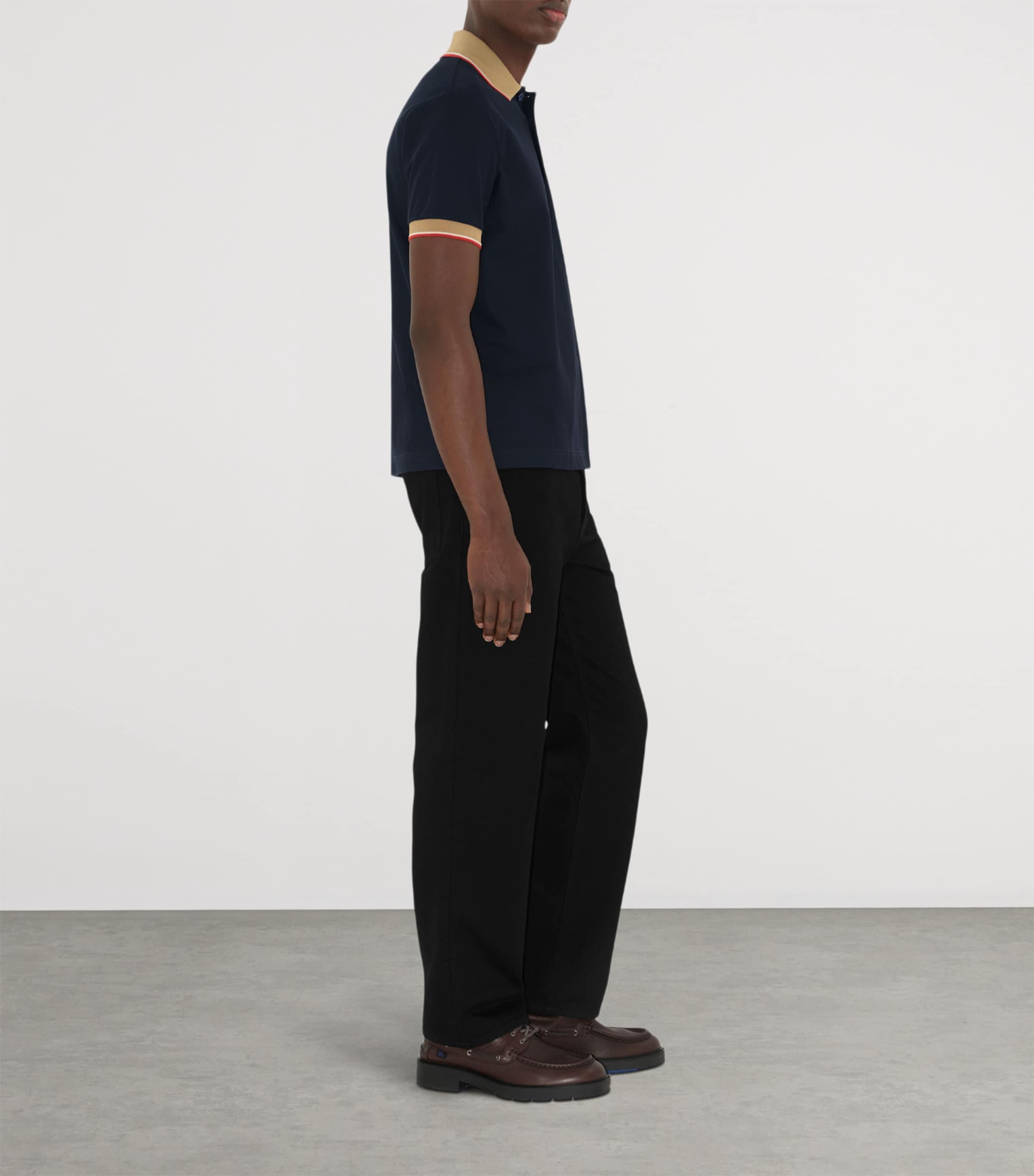 Piqué Cotton Logo Collar Polo Shirt NAVY Image 3