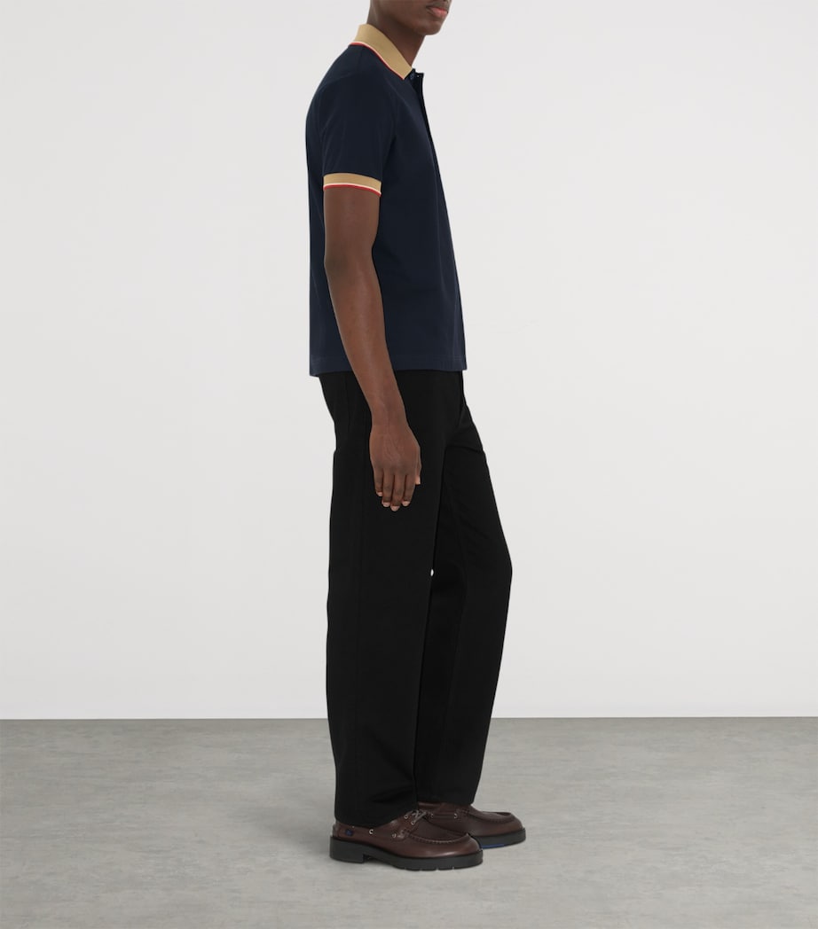 Piqué Cotton Logo Collar Polo Shirt NAVY Image 3