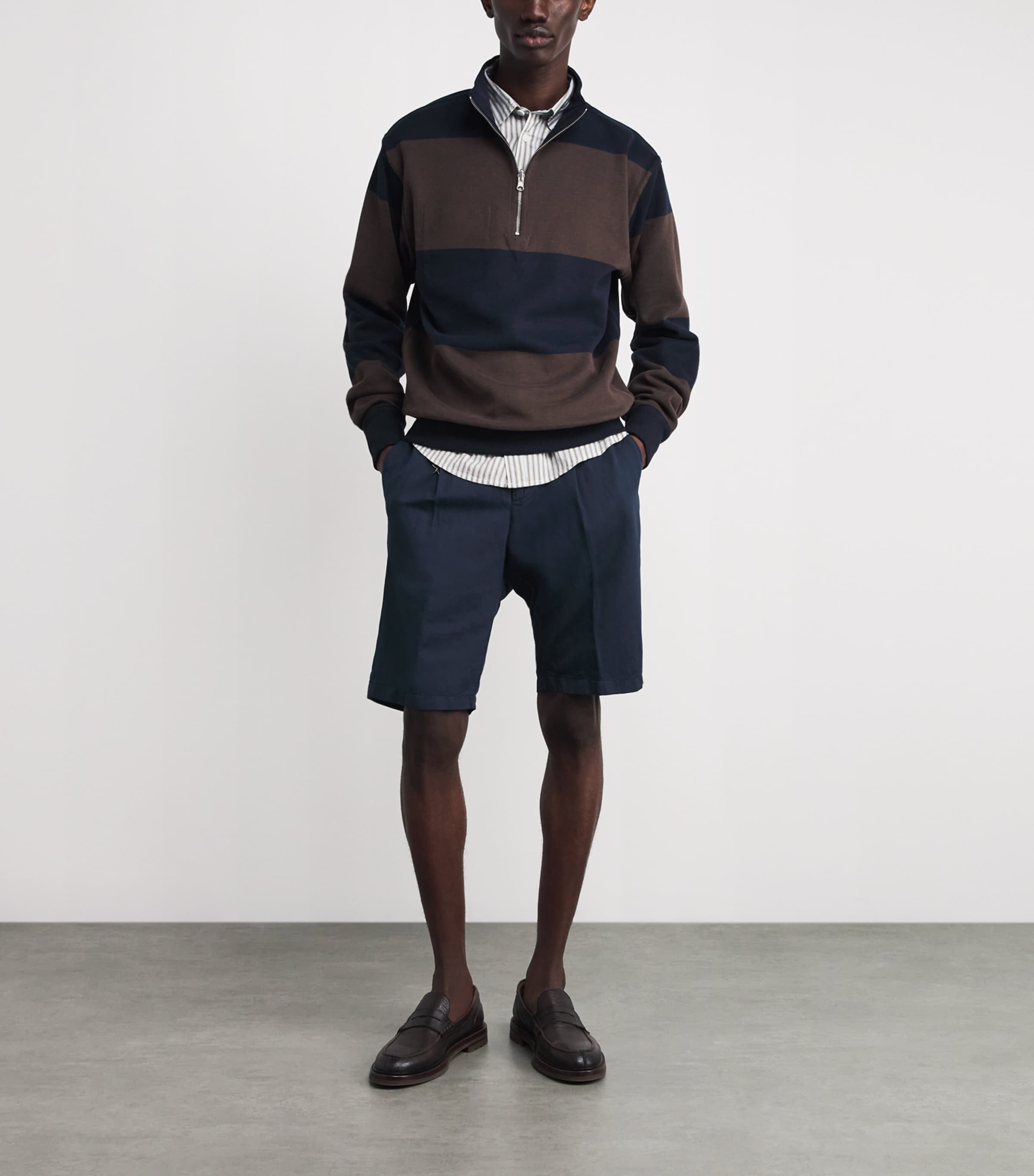 Cotton-Linen Bermuda Shorts 013 BLUE Image 2