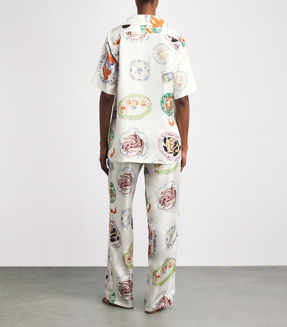 Olivia von Halle Womens Silk Seafood Tilda Pyjama Set Cordoba Image 4
