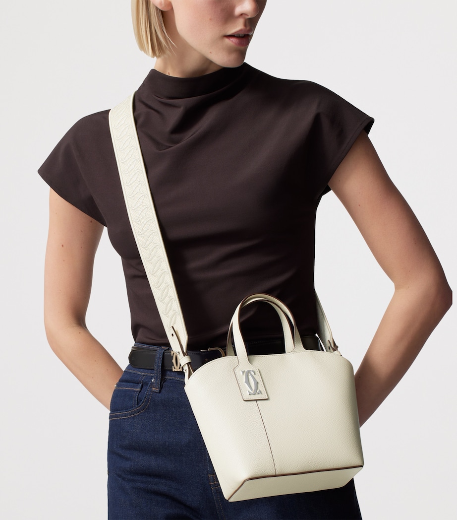 Mini Leather C de Cartier Tote Bag SALT WHITE Image 4