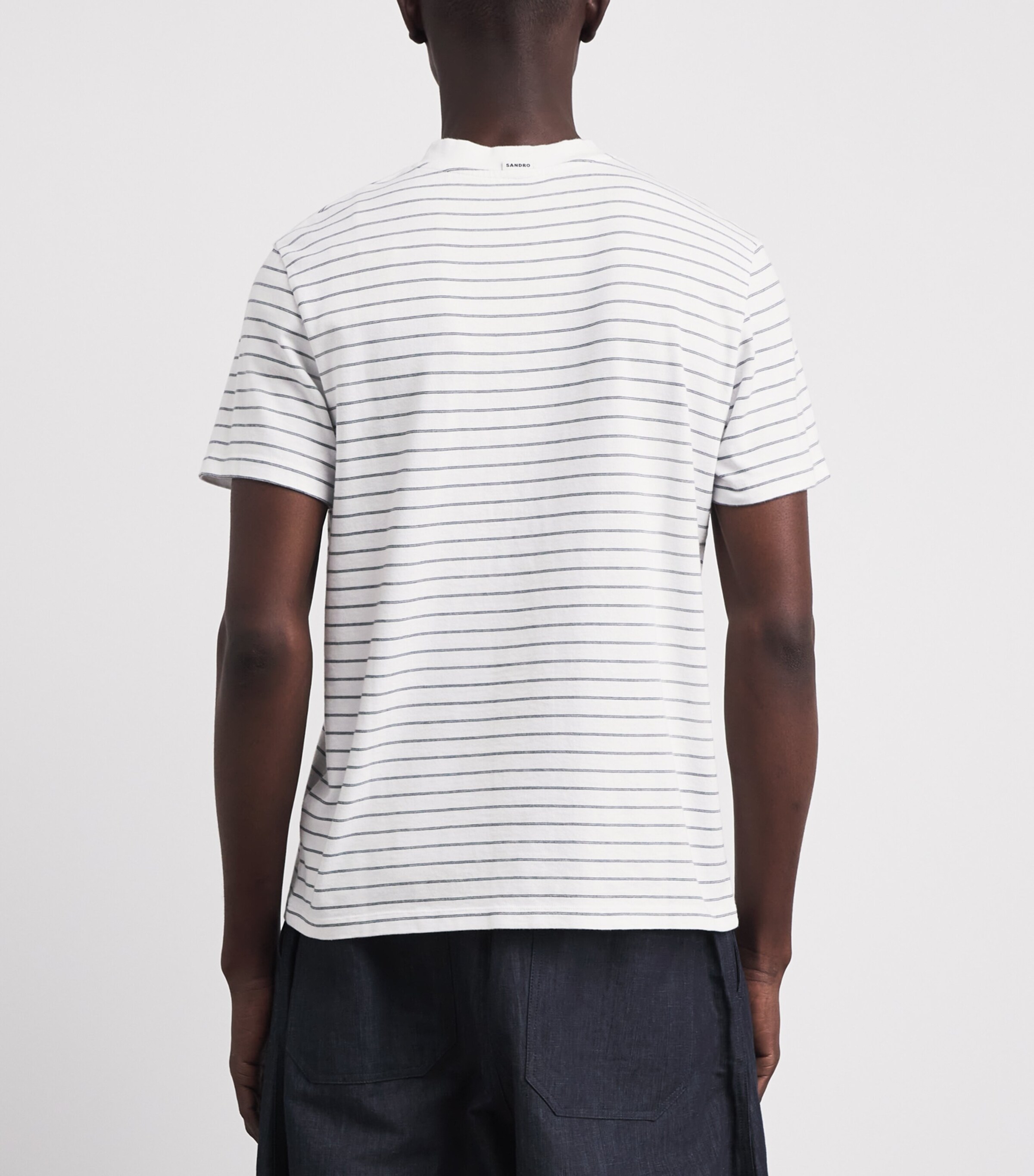 Sandro Paris Mens Cotton Sailor T-Shirt White / Black Image 5