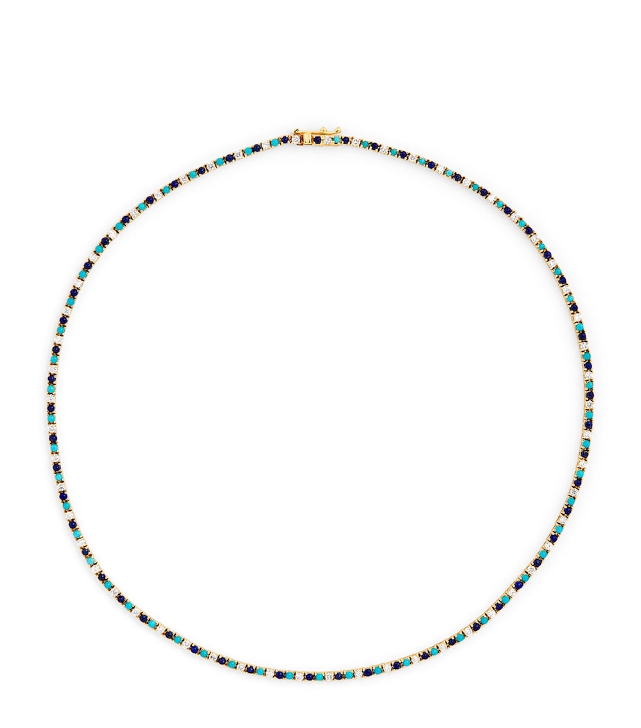 Yellow Gold, Diamond and Turquoise Four-Prong Tennis Bracelet YELLOW GOLD Image 1