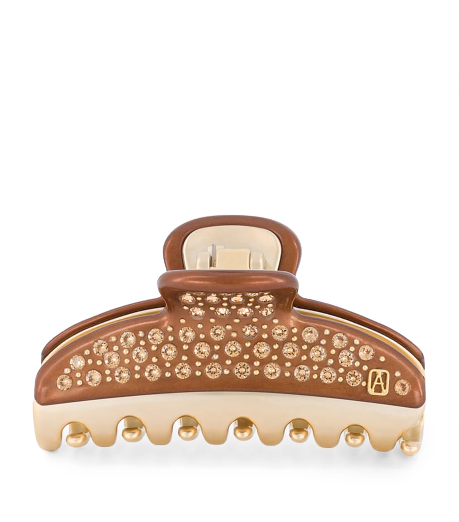 Gold-Plated Claw Hair Clip X4- PAIL BRUN/OR Image 1