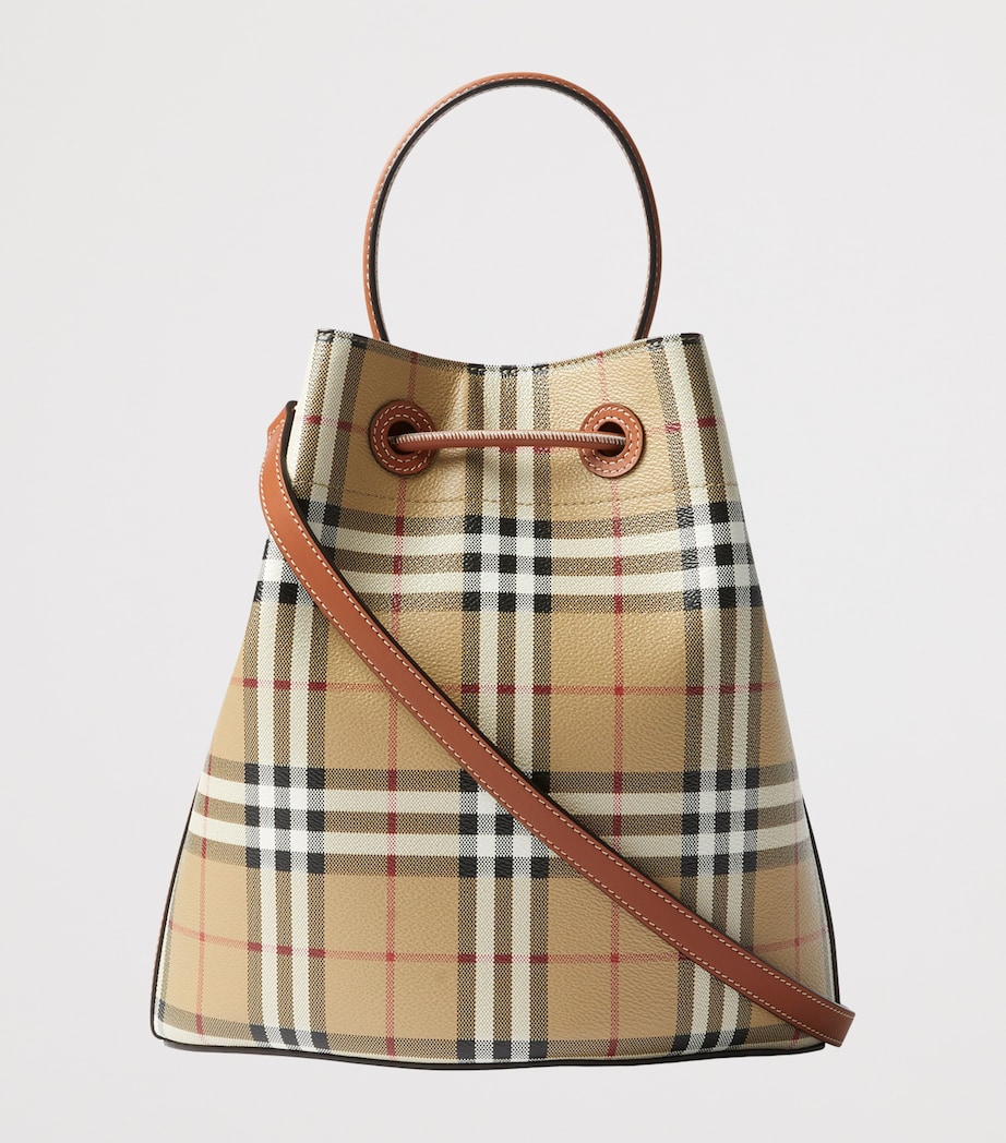 Small Check Monogram Bucket Bag VNTG CHK/BRIAR BROWN Image 4