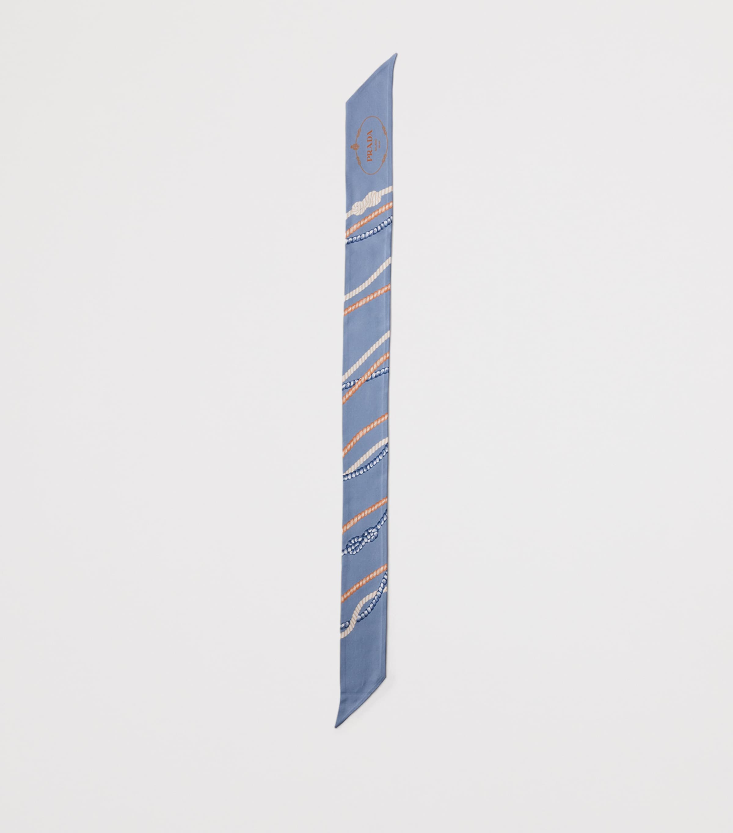 Prada Silk Twill Ropes Print Skinny Scarf Blue Image 2