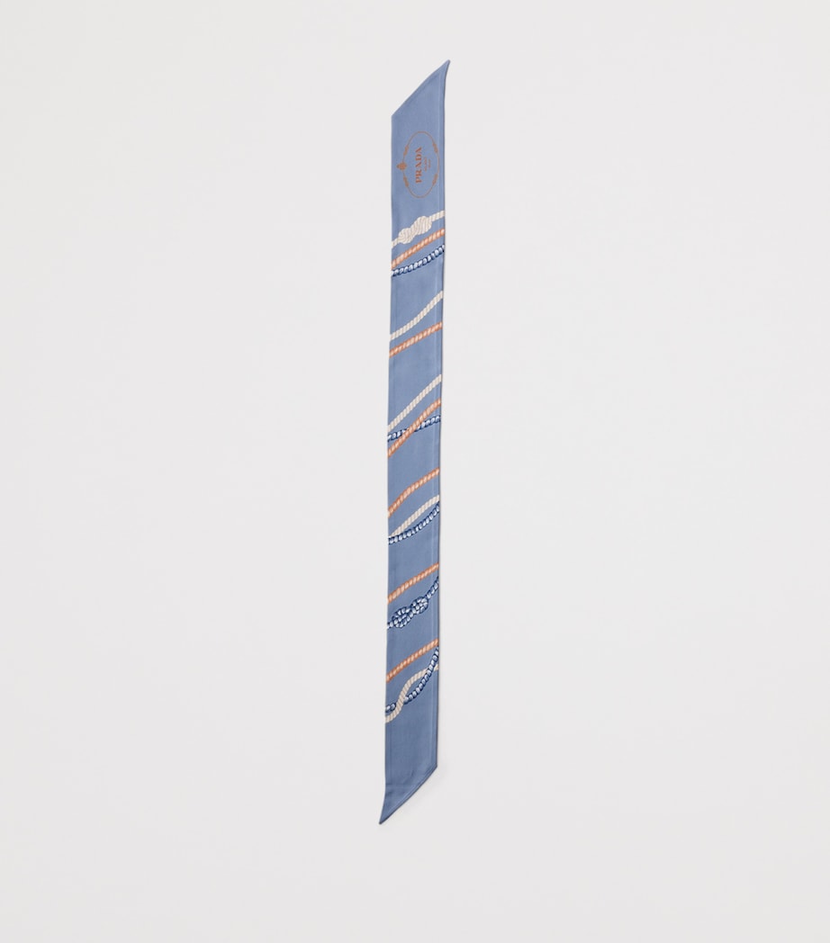 Prada Silk Twill Ropes Print Skinny Scarf Blue Image 2