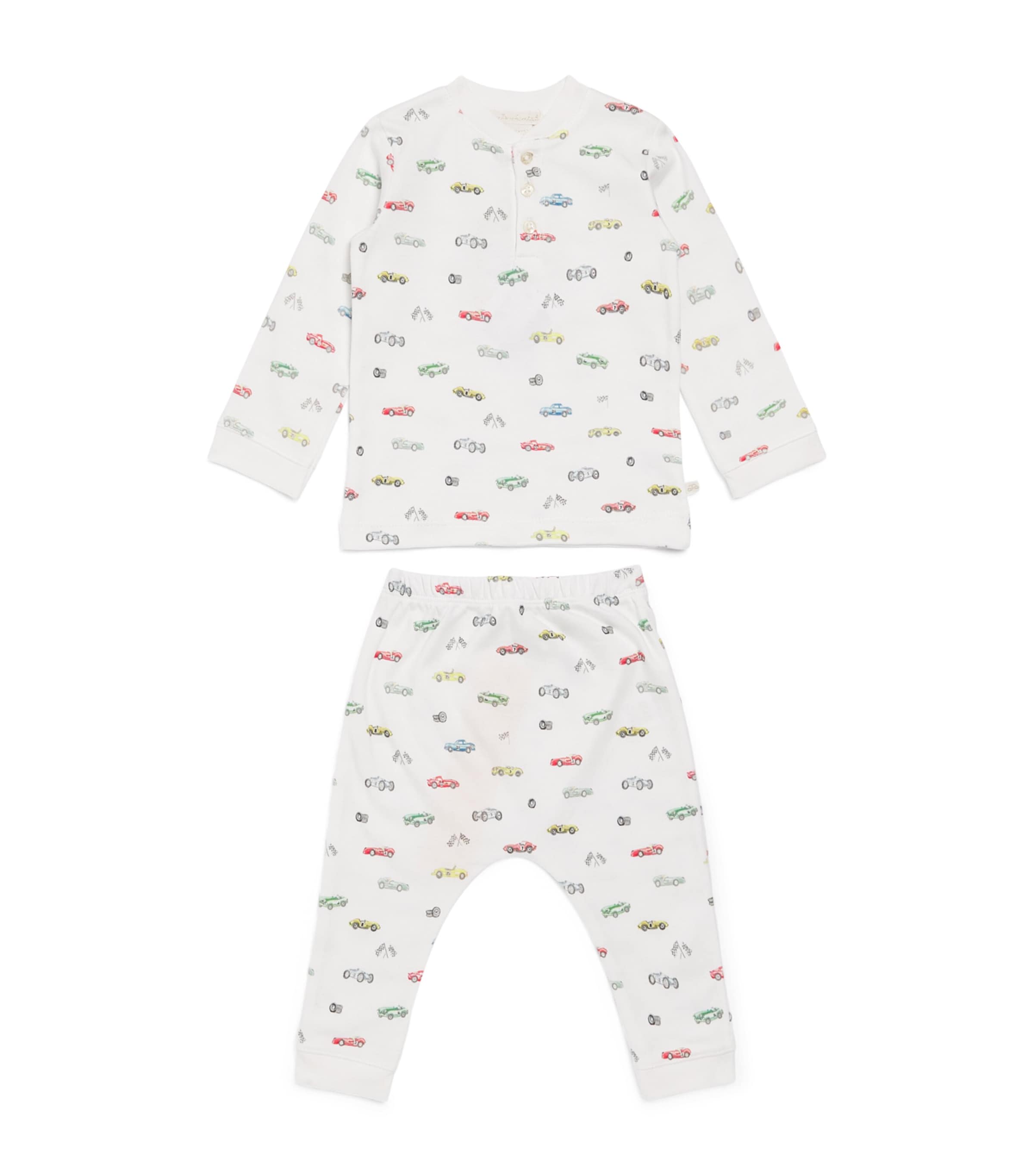 Marie-Chantal Race Car Print Pyjama Set (3-24 Months) Ivory/imperial Blue Image 1