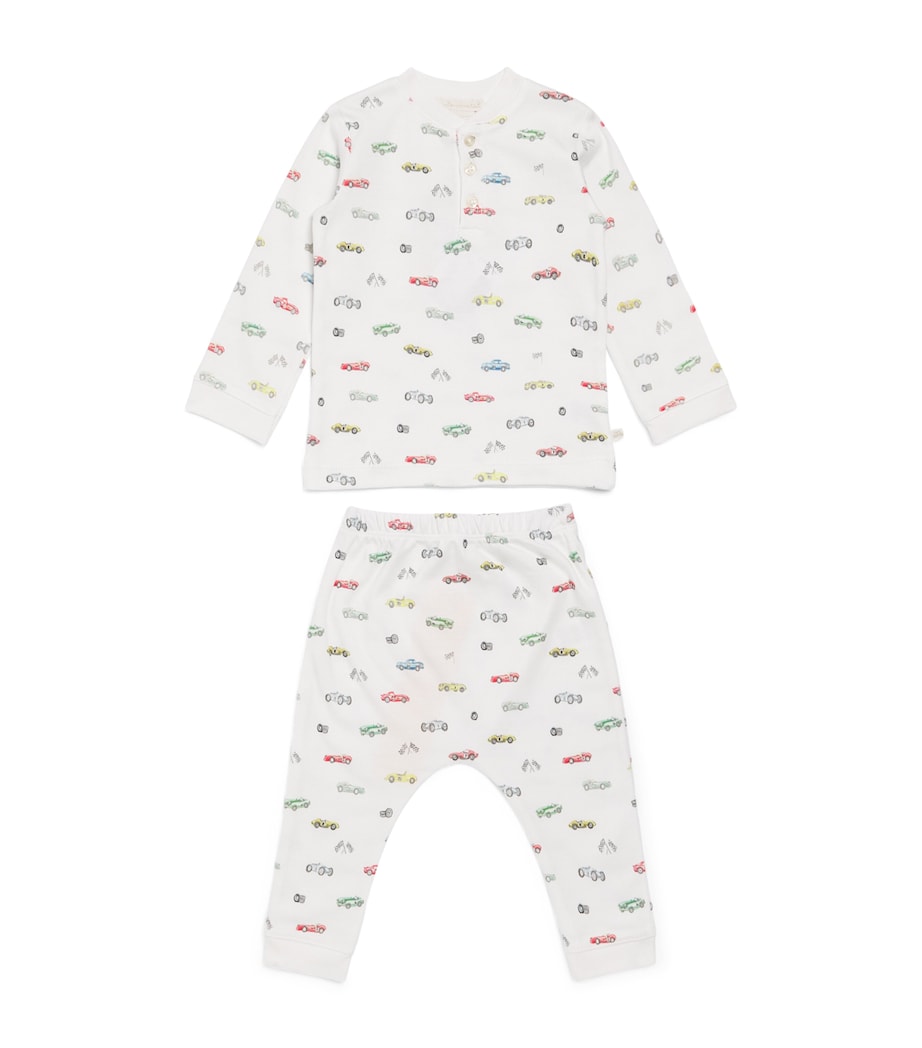 Marie-Chantal Race Car Print Pyjama Set (3-24 Months) Ivory/imperial Blue Image 1
