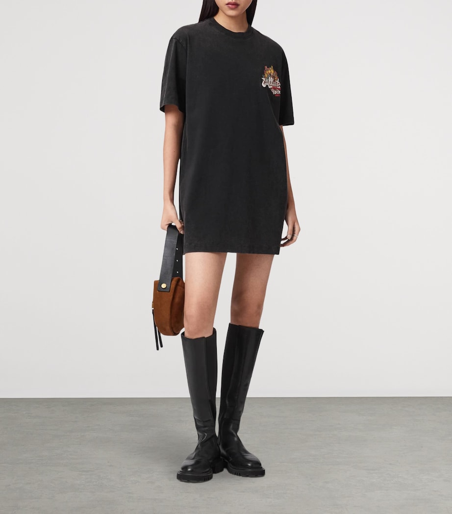 AllSaints Womens Organic Cotton Roque Mini Dress Washed Black Image 6