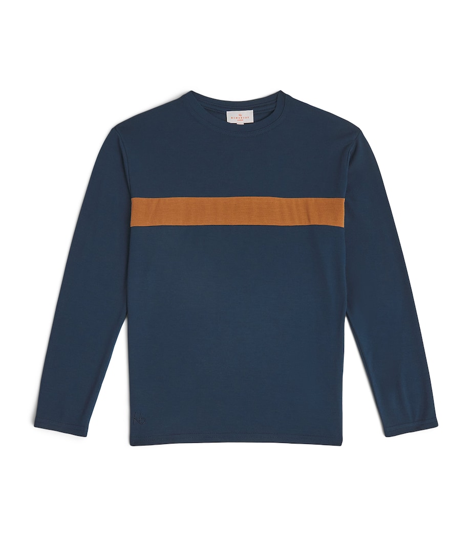 Homebody Kids Jersey Stripe Long-Sleeve T-Shirt (4-16 Years) Navy Image 1