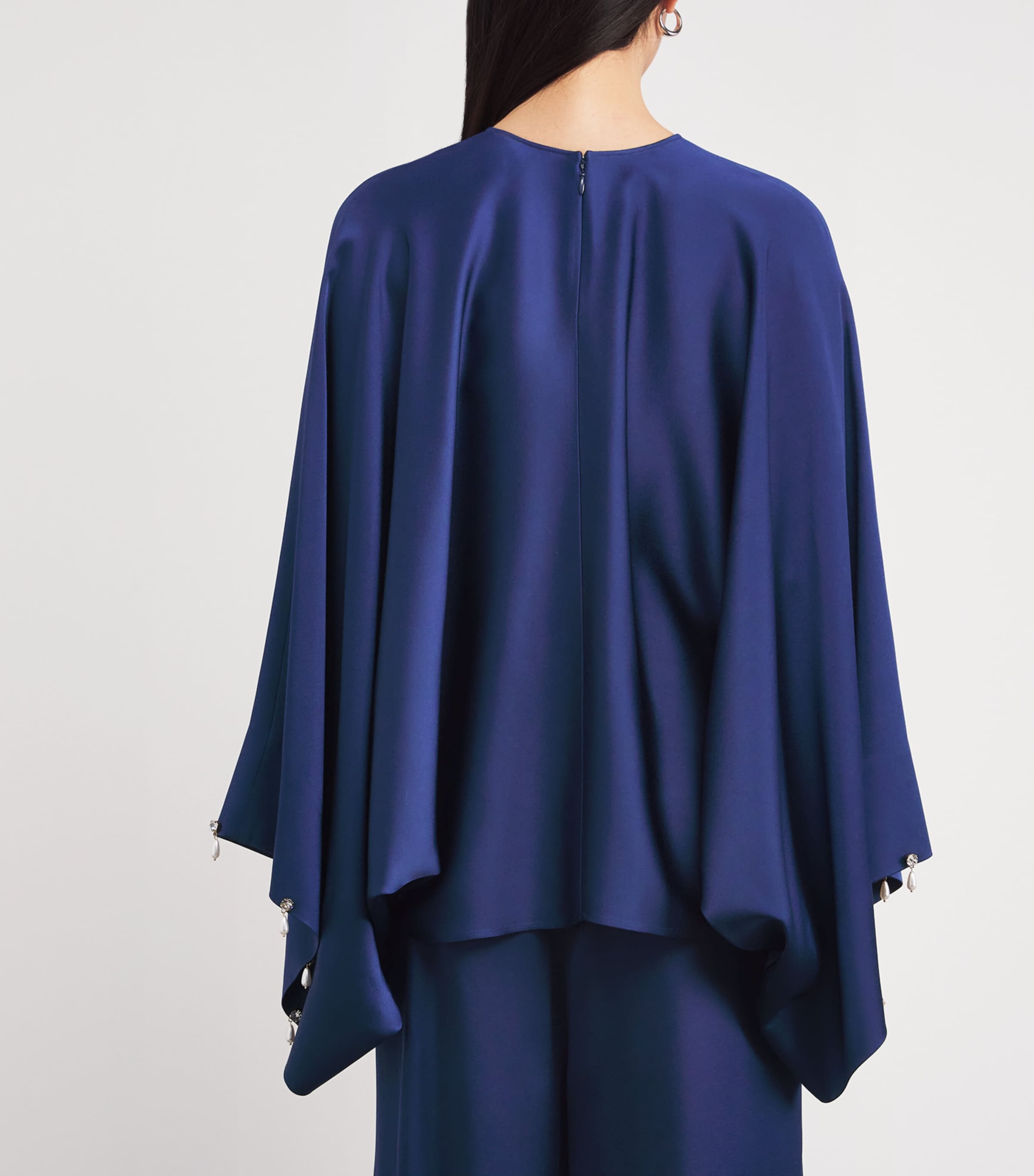 Satin Faux Pearl-Embellished Blouse 4000 NAVY Image 4