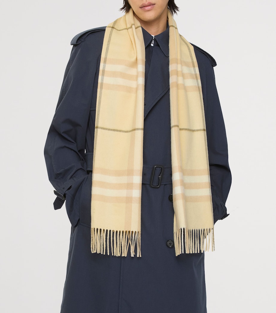 Burberry Cashmere Check Scarf Buff Yellow Image 3