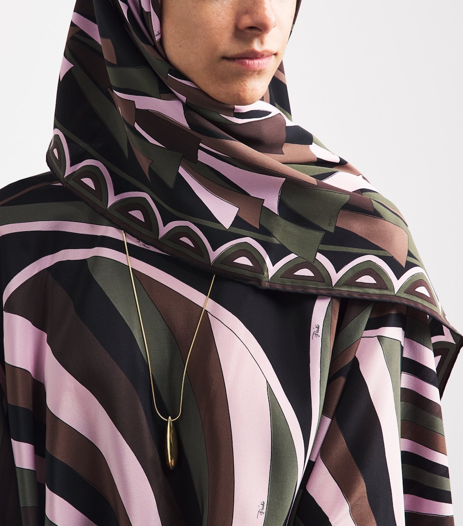PUCCI Silk Baiadera Print Stole Khaki Pink Image 2