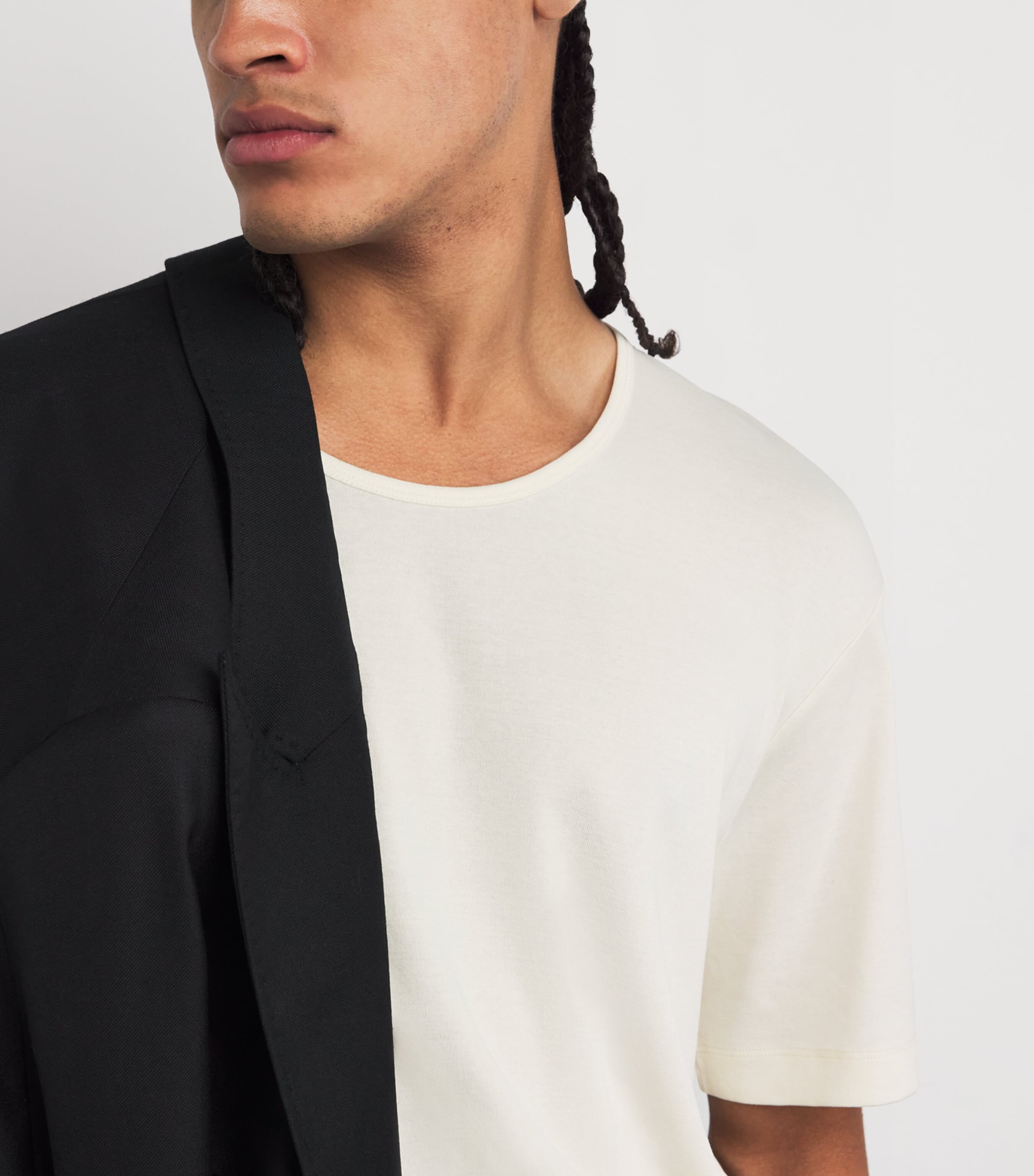 Lemaire Mens Cotton Ribbed T-Shirt Light Cream Image 6