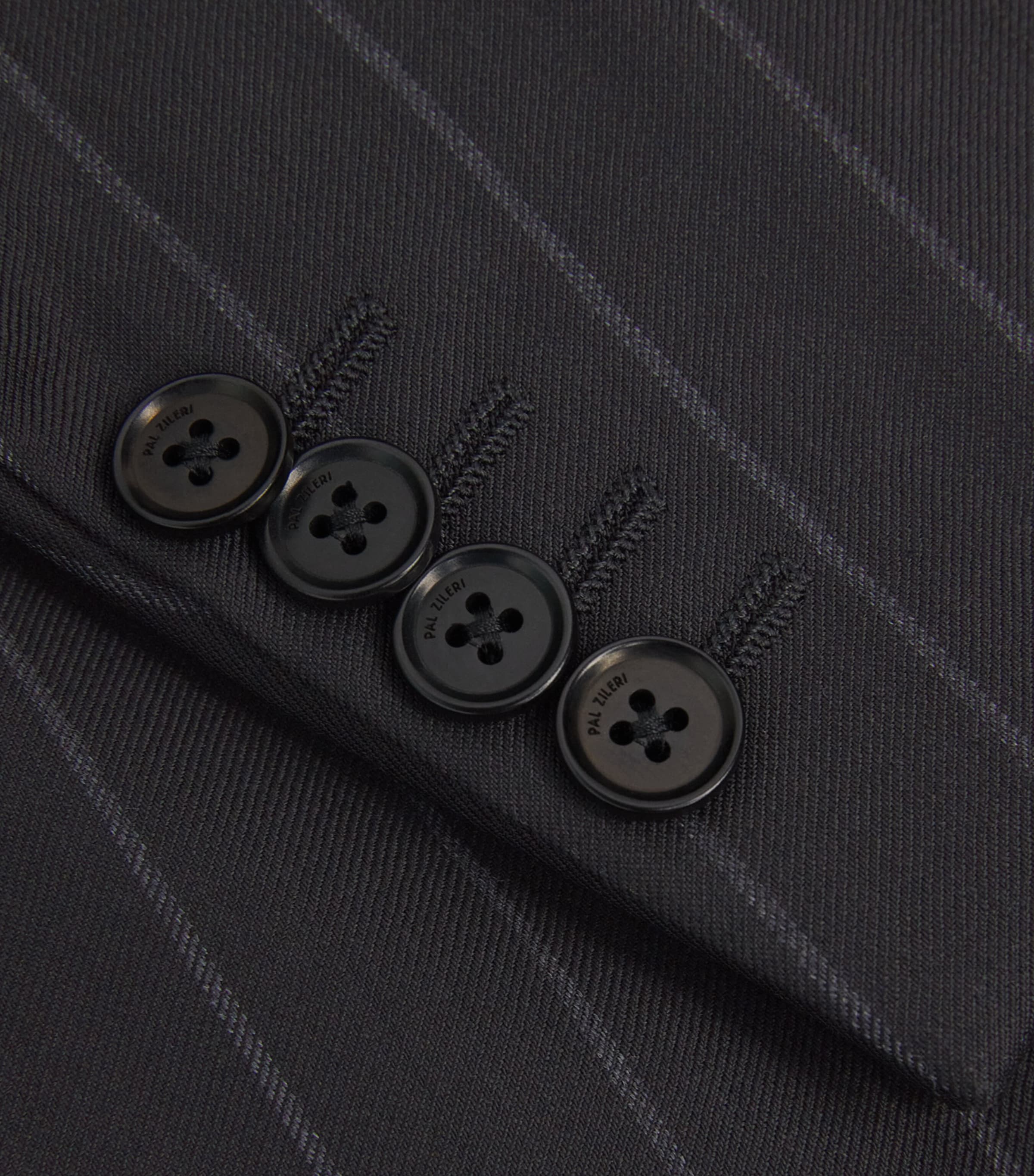 Virgin Wool Pinstripe 2-Piece Suit 20 BLACK Image 5