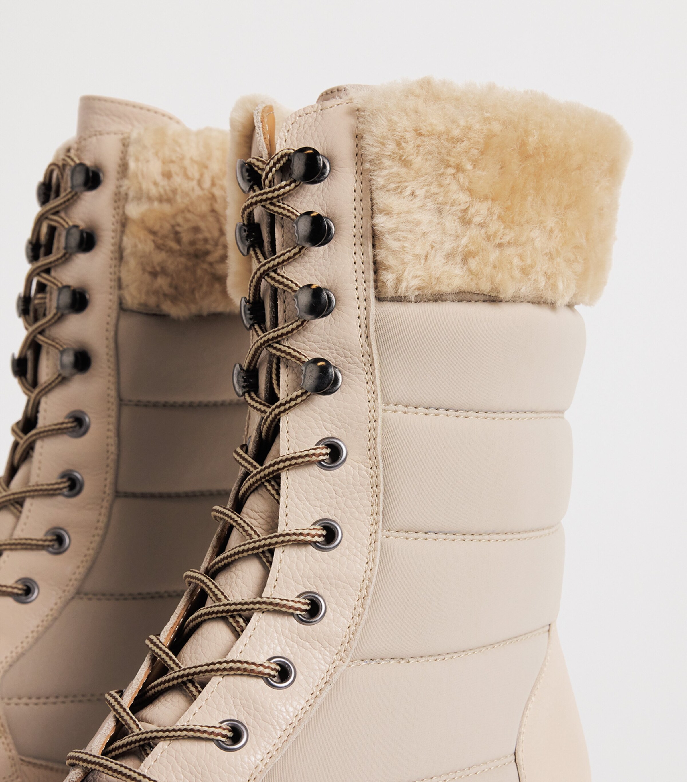 Leather Shearling-Trim Ankle Boots SABBIA Image 7