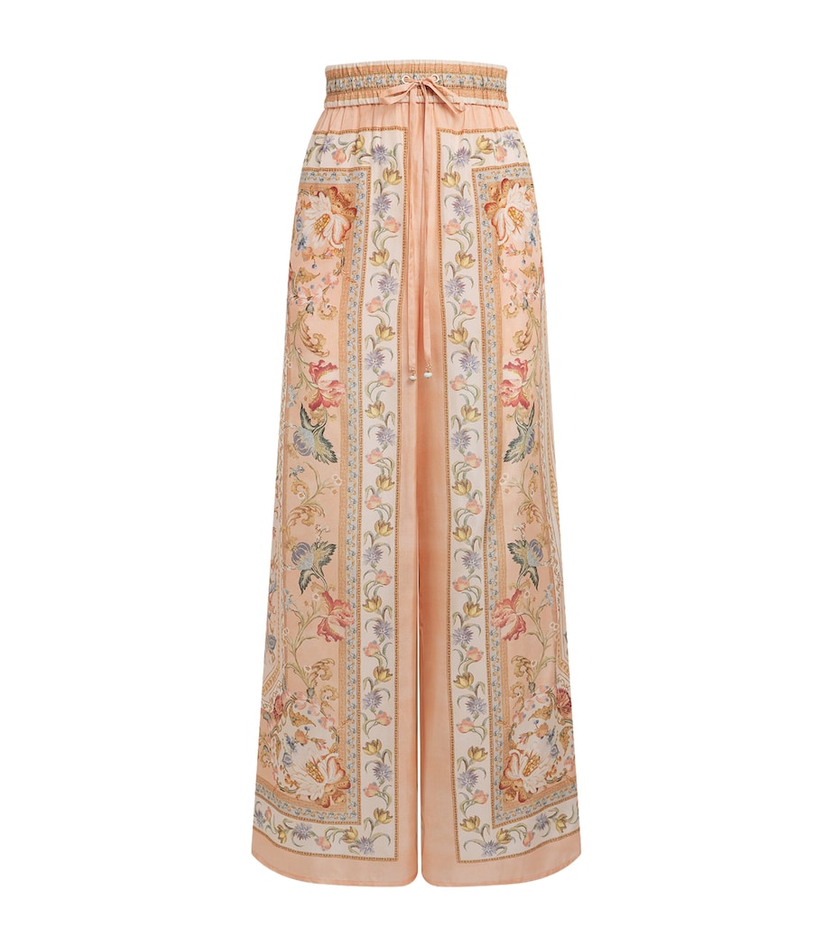 Zimmermann Womens Silk Roselight Drawstring Trousers Pink Tapestry Floral Image 1