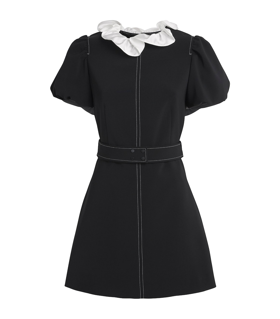 Belted Ruffle-Collar Mini Dress BLACK Image 1