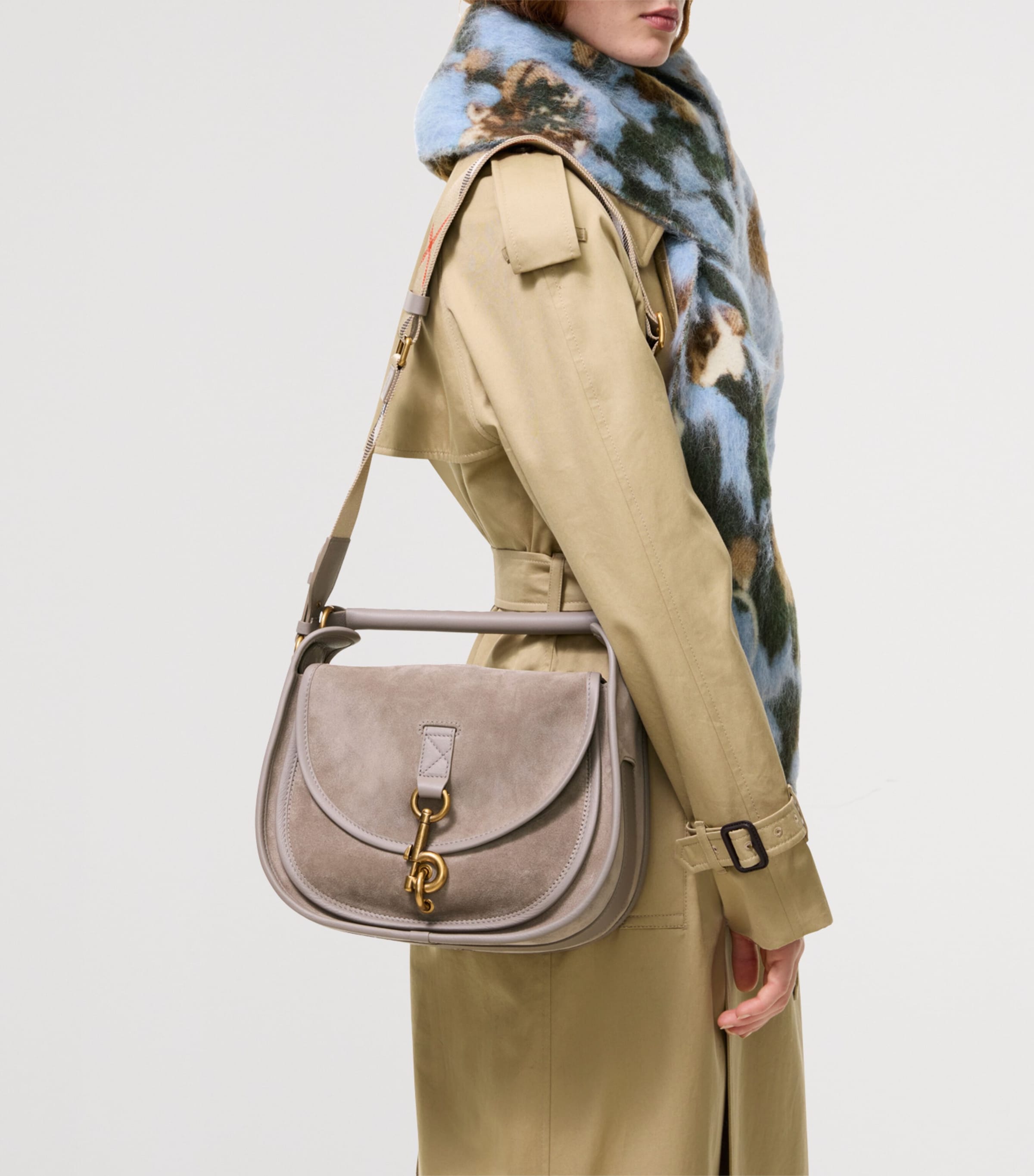 Burberry Small Suede B Clip Messenger Bag Taupe Image 2